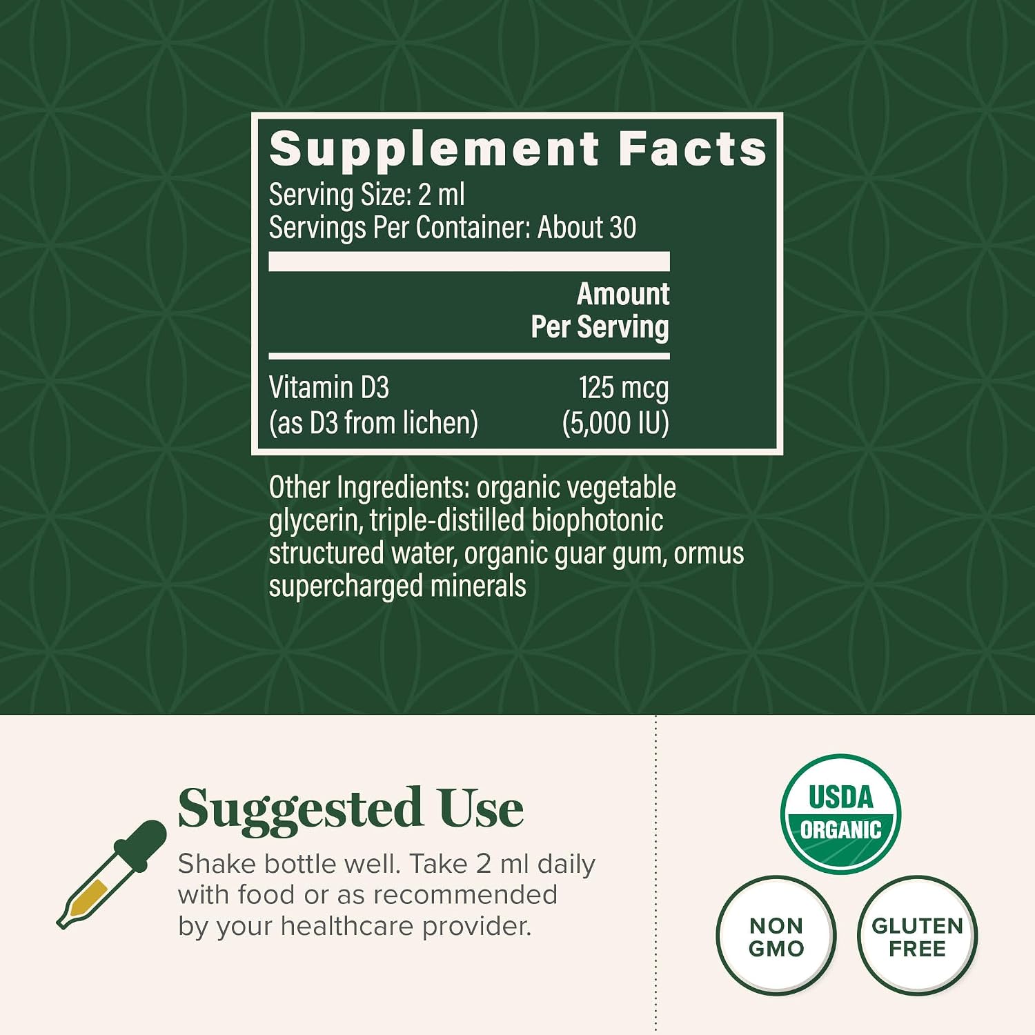 Vitamin D3 5000 IU Liquid Drops, Vegan, Immune & Bone Support (2 Oz)