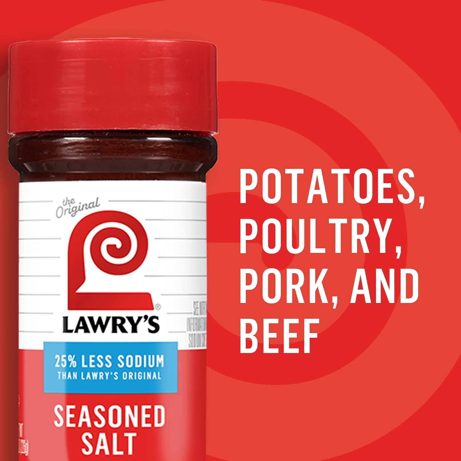 Lawry’s Seasoned Salt, 25% Less Sodium, No MSG Added, Kosher Certified, Staple, Versatile, All-Purpose Seasoning to Shake on Beef, Pork, or Poultry, 8 oz