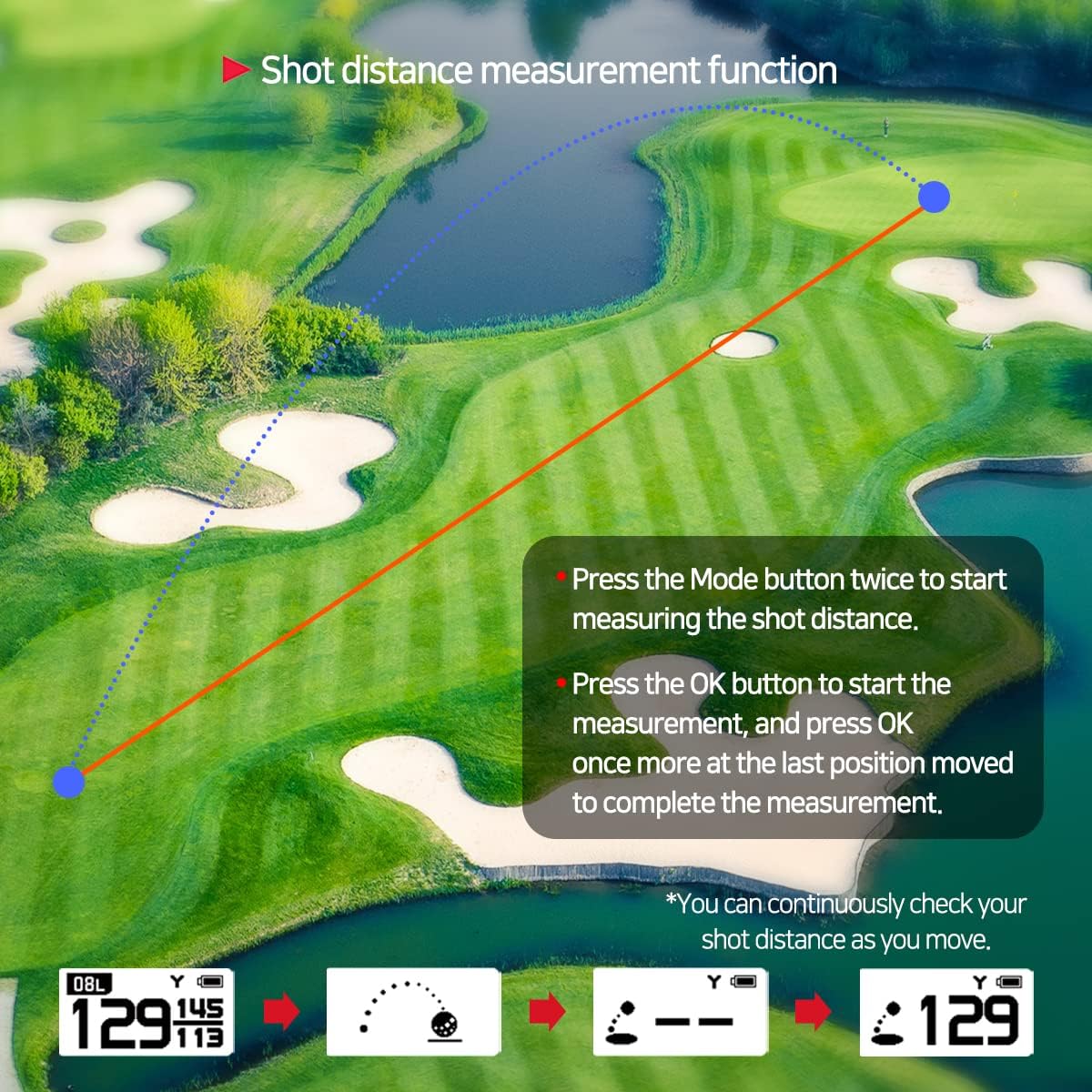 GOLFBUDDY Voice 2S+ Talking GPS Rangefinder, Clip on Hat Golf Navigation, Slope Mode on/Off, 18 Hours Battery Life, Shot Distance Measurement