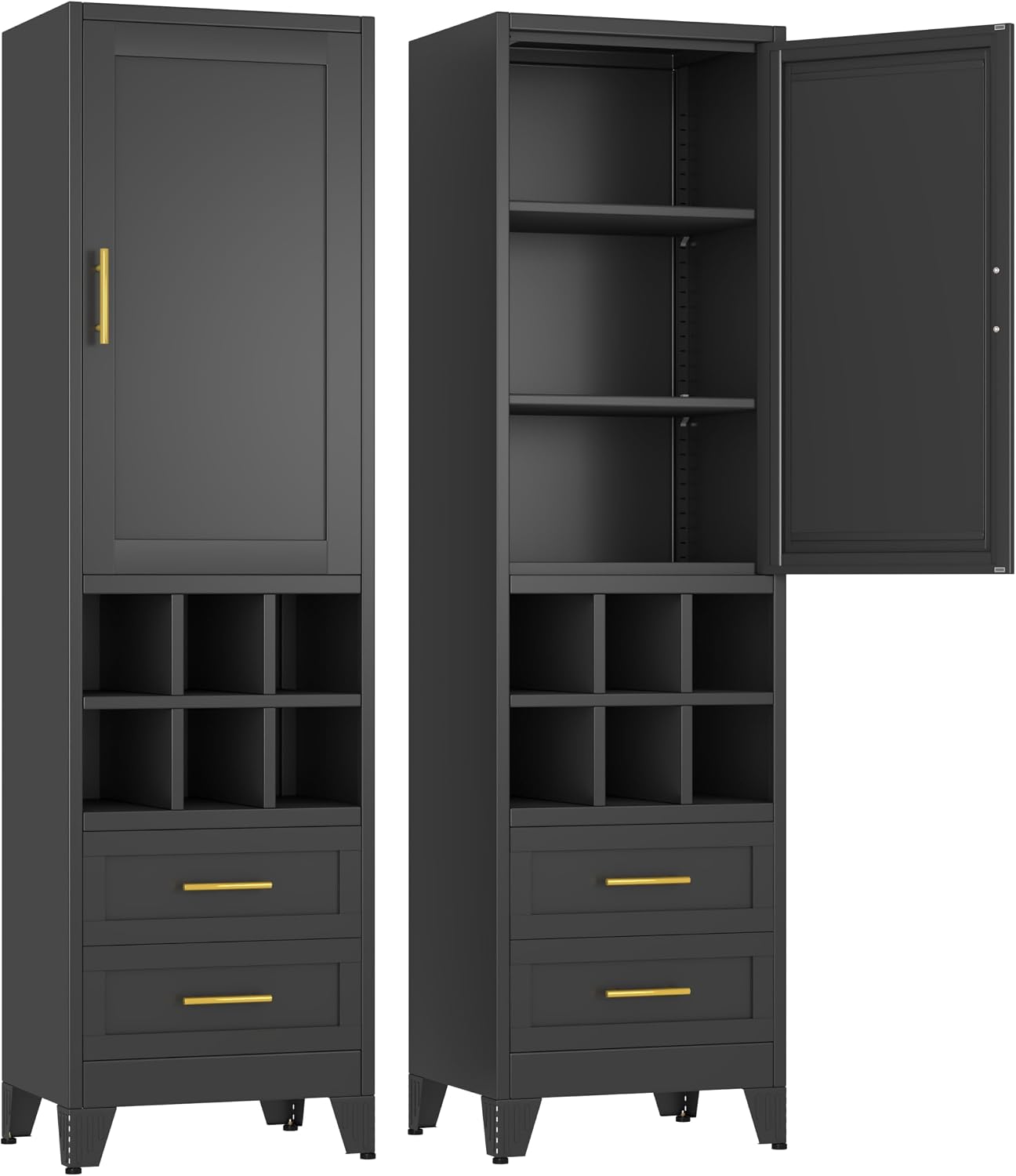 Ckzbx Tall Narrow Storage Cabinet 66.93" H Tall Bathroom Cabinet Metal Pantry Cabinets, 4 Adjustable Shelves for Kitchen, Home Office, Living Room, Dinning Room (20 inches Wide White)