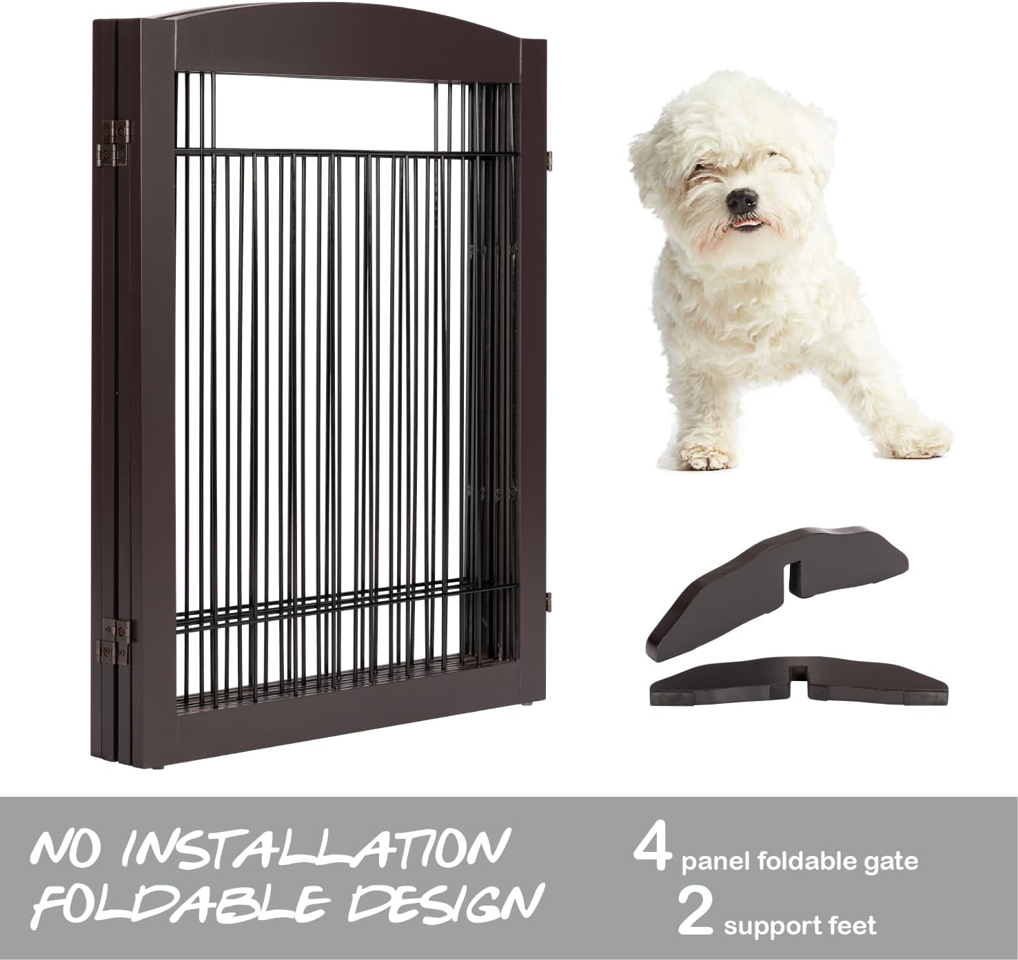 PAWLAND Extra Wide Foldable Dog gate for Doorway, Indoor, 72“ Wide, 30" H