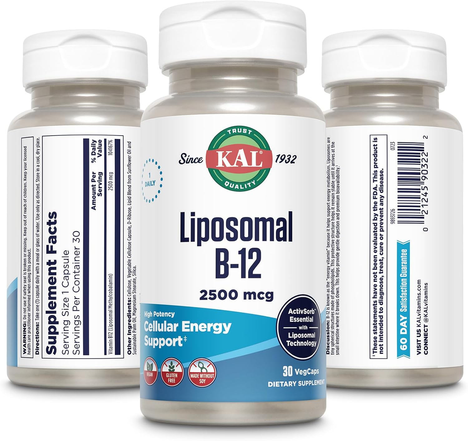 KAL Vitamin B-6 B-12 Folic Acid DropIns, Liquid Vitamin B Supplement Drops, Heart Health, Energy, Red Blood Cell Support with Methyl B12 and Methyl Folate, Natural Mixed Berry Flavor, 59 Servings, 2oz | Cardiovascular, Energy & Nerve Support - Active P-5…