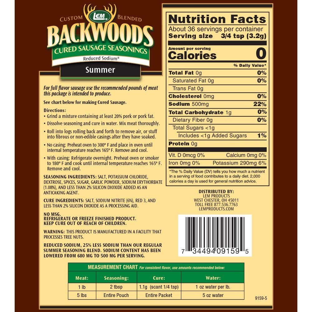 LEM Backwoods Cured Sausage Seasoning with Cure Packet, Jalapeno Summer Sausage