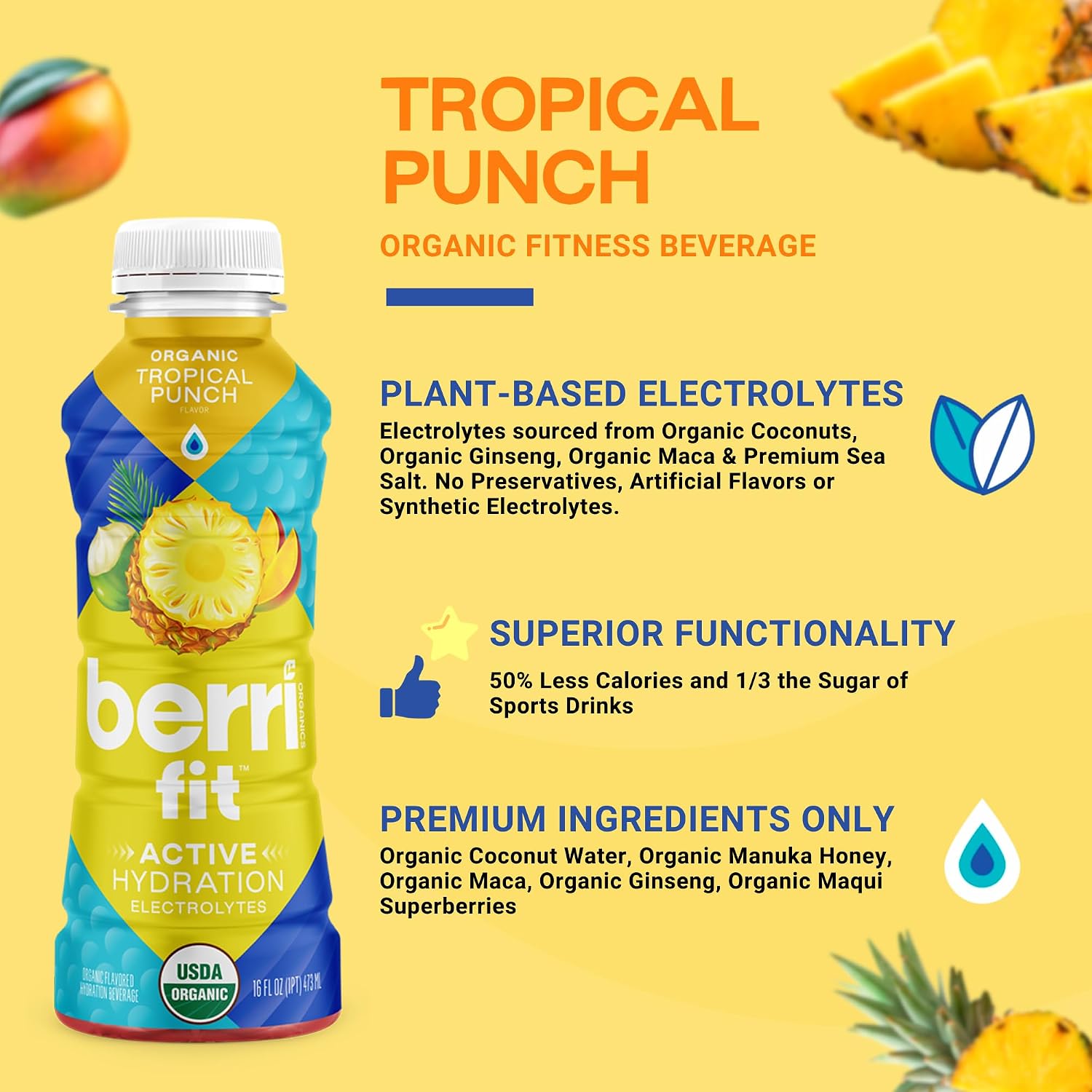 Berri Fit Hydration, 4ct, Organic Dragon Fruit Flavor Natural Sports Drink