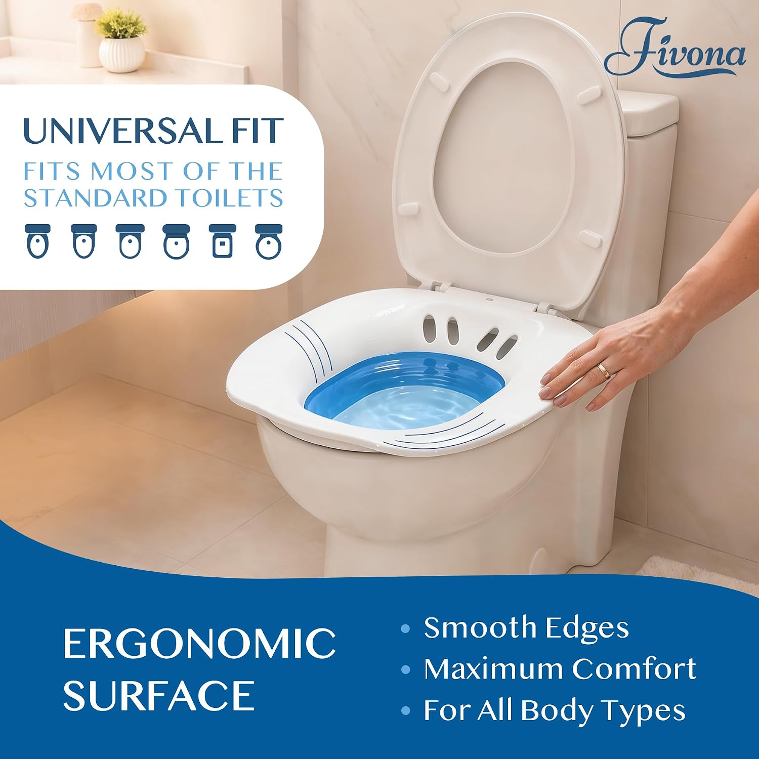 Fivona Sitz Bath for Toilet Seat Postpartum and Hemorrhoids Care - Yoni Steam Seat - Foldable Basin for Epsom Salt Soak - Portable Bidet BPA Free
