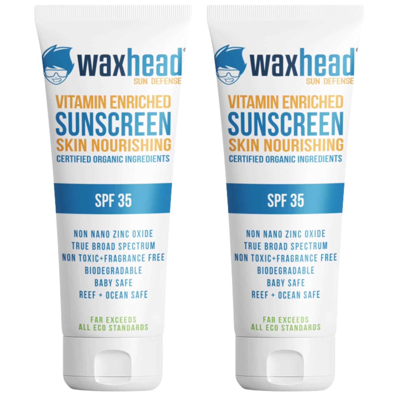 Waxhead Zinc Oxide Sunscreen SPF 35 Mineral Lotion for Face and Body, 4 oz | Only 6 Ingredients, Non-Toxic, 25% Non-Nano Zinc, Water Resistant, Sensitive Skin, Fragrance Free, Organic, Tattoo Protection