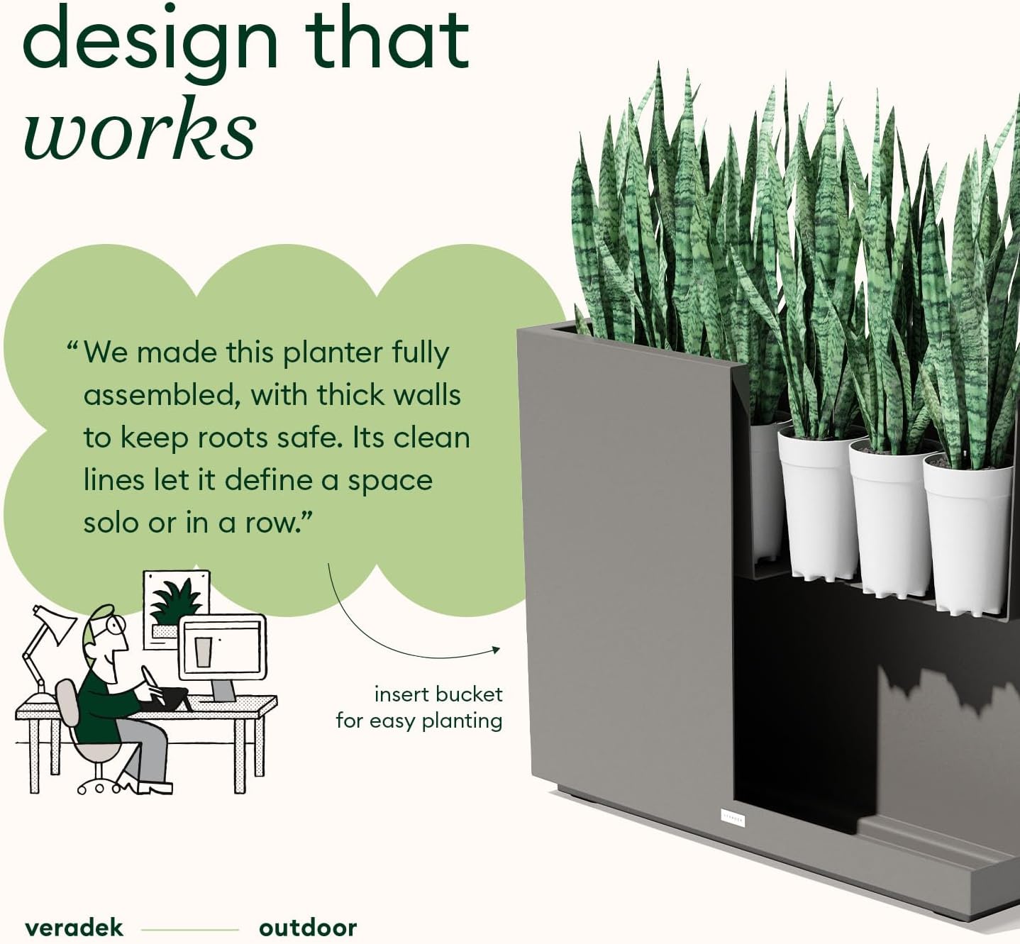 Veradek Span Plastic Box Series Planter - Tall Rectangular, White, All-Weather Resistant, Removable Insert Bucket, Modern Design, Indoor/Outdoor Use | Made From Durable Plastic Featuring a Removable Insert Bucket. Modern Porch/Patio Décor for Plants and…