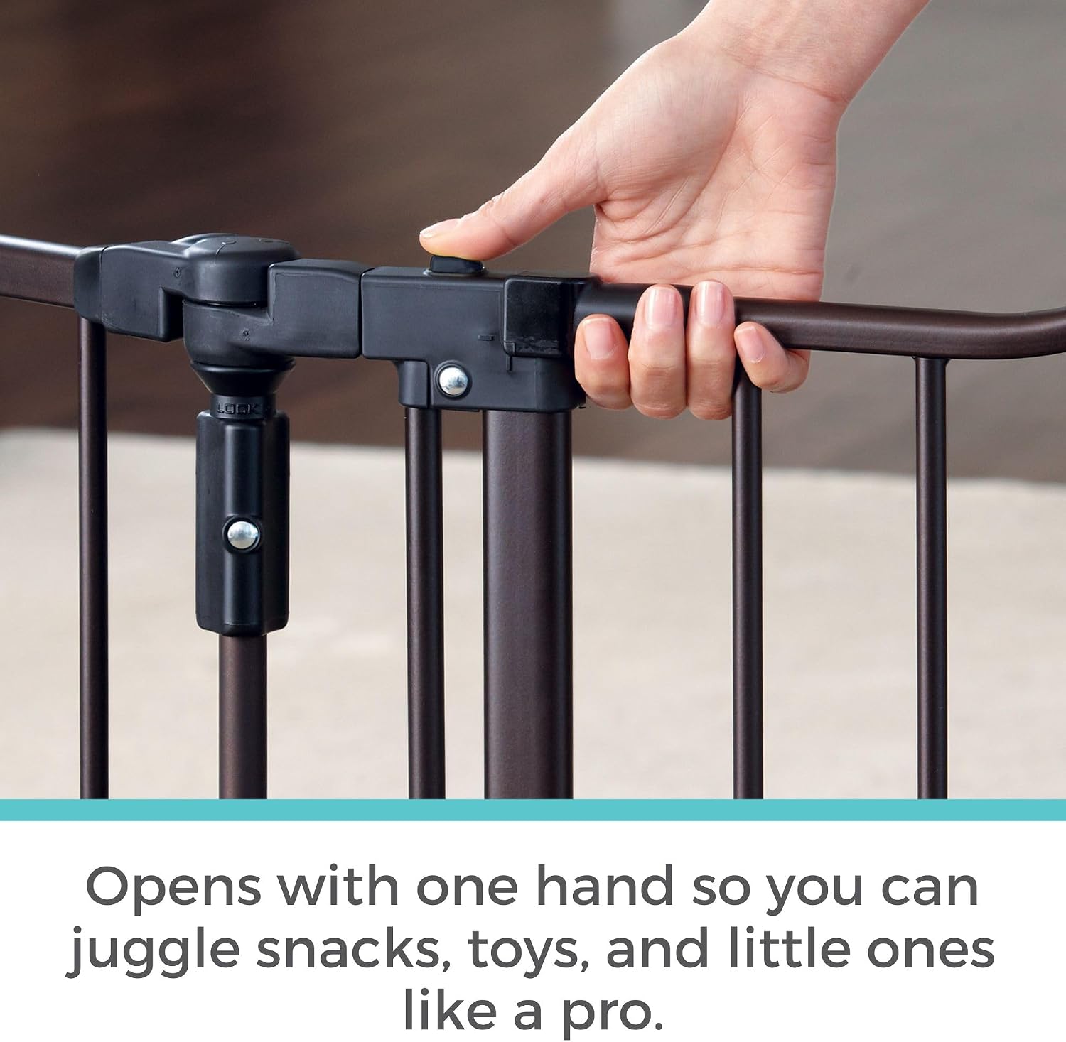Toddleroo by North States - Deluxe Décor Safety Gate: Hardware Mounted Extra Wide Metal Baby Gate - Adjustable Child Gate - 38.3 to 72 Inches Wide - 30 Inches Tall - Matte Bronze