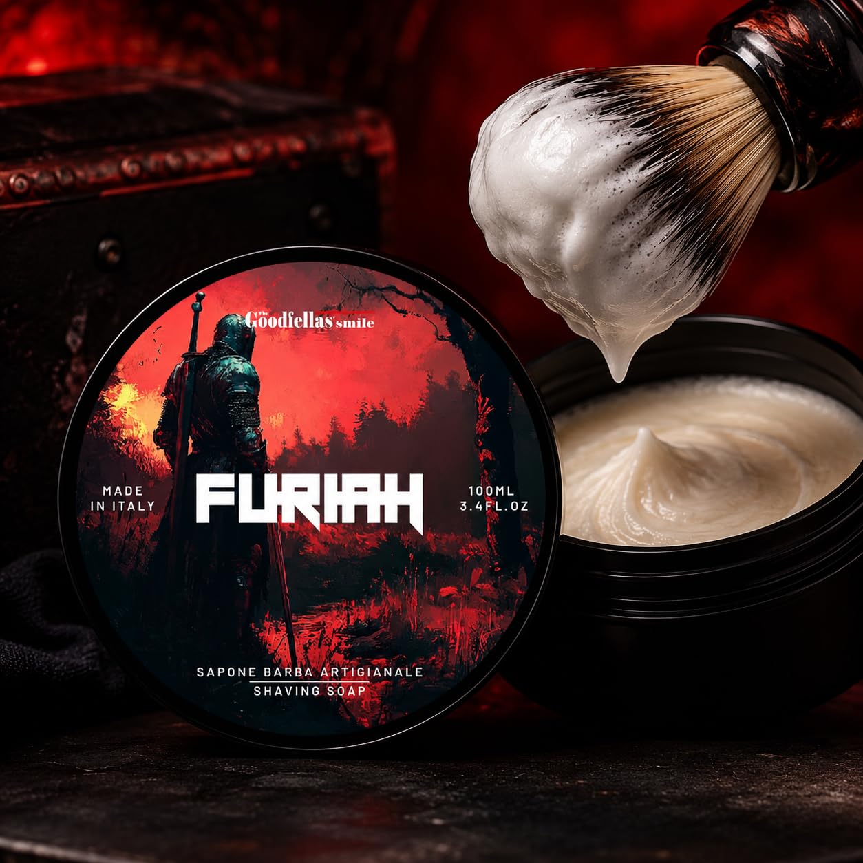 Goodfellas' Smile Furiah Shaving Soap, Made in Italy | Builds Dense, Cushioning Lather For Smooth Razor Glide