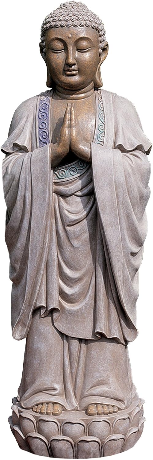 Design Toscano Jolly Hotei Laughing Man Asian Decor Indoor/Outdoor Garden Statue, 26 inches tall, Cast Stone Resin, Two Tone Stone Finish
