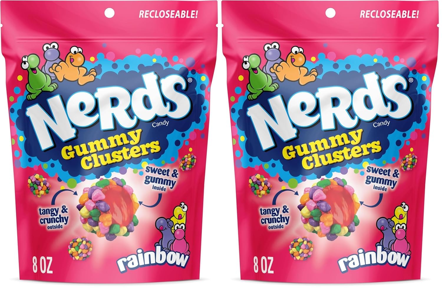 Nerds, Gummy Clusters Candy, Rainbow, Crunchy and Gummy, 8 Ounce