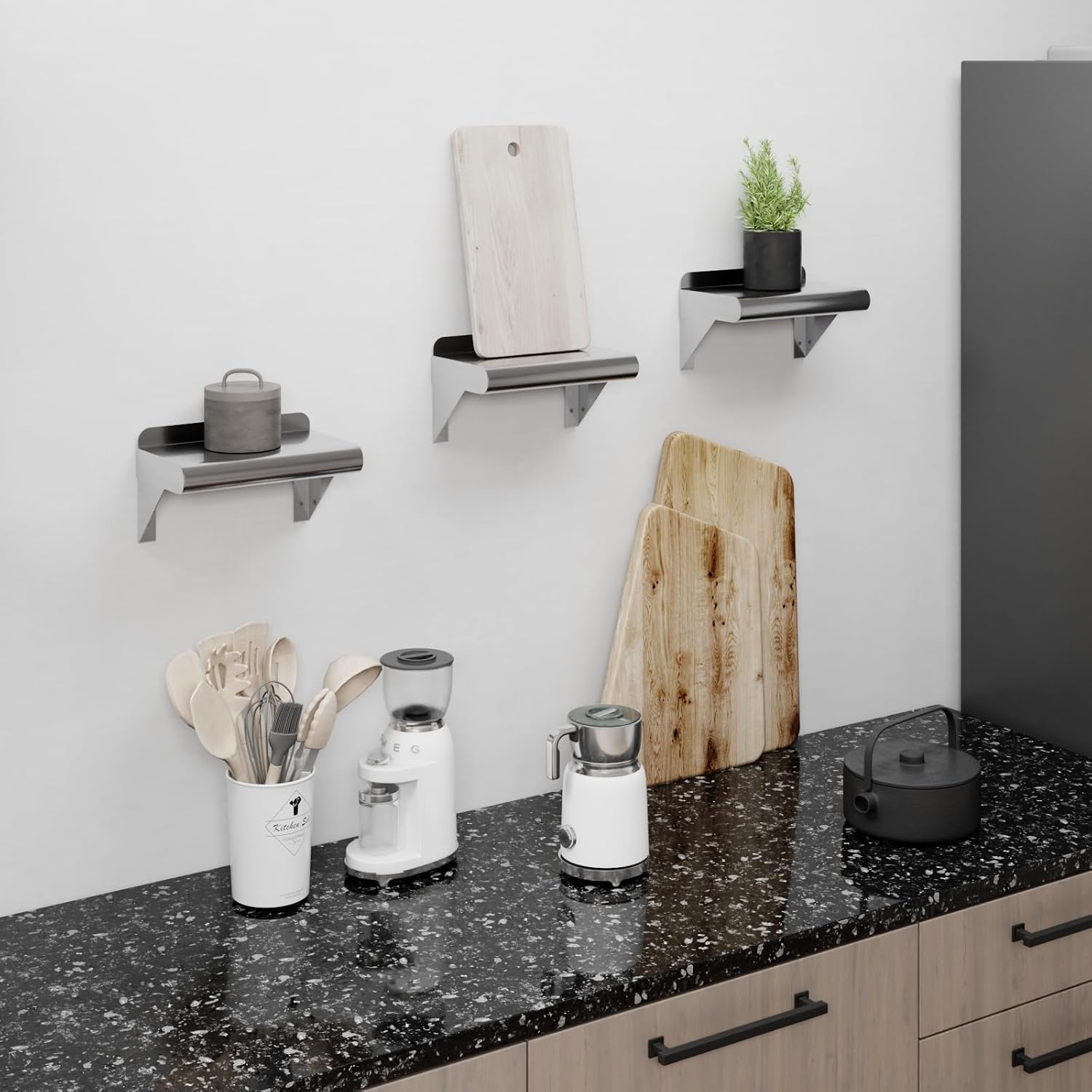 AmGood 24" Long X 18" Deep Stainless Steel Wall Shelf | NSF Certified | Appliance & Equipment Metal Shelving | Kitchen, Restaurant, Garage, Laundry, Utility Room