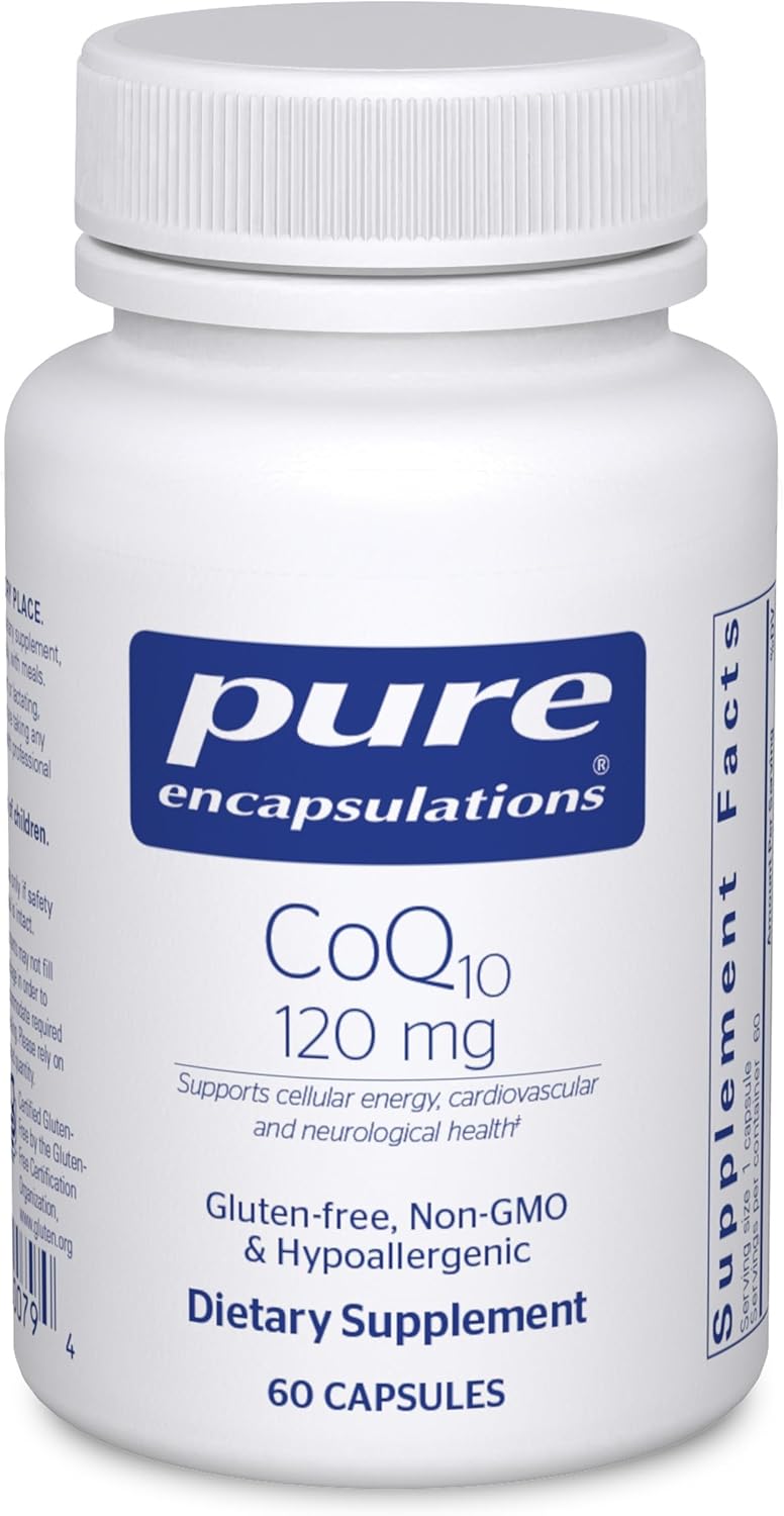 Pure Encapsulations CoQ10 120 mg - Coenzyme Q10 Supplement for Heart Health, Energy, Antioxidants, Brain & Memory Health - Cellular Health, Cognition & Cardiovascular Support* - 120 Capsules | Coenzyme Q10 Supplement for Heart Health, Energy, Antioxidant…