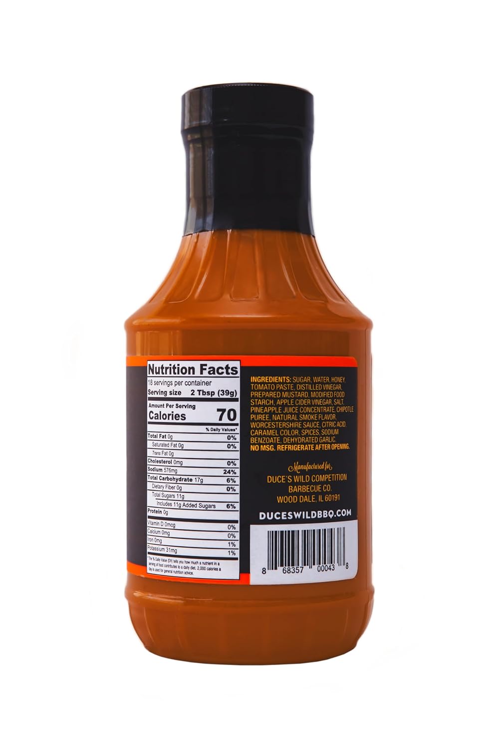 Duce’s Wild Barbecue Alabama White Gold Mayo-Based White Sauce - 18 oz.