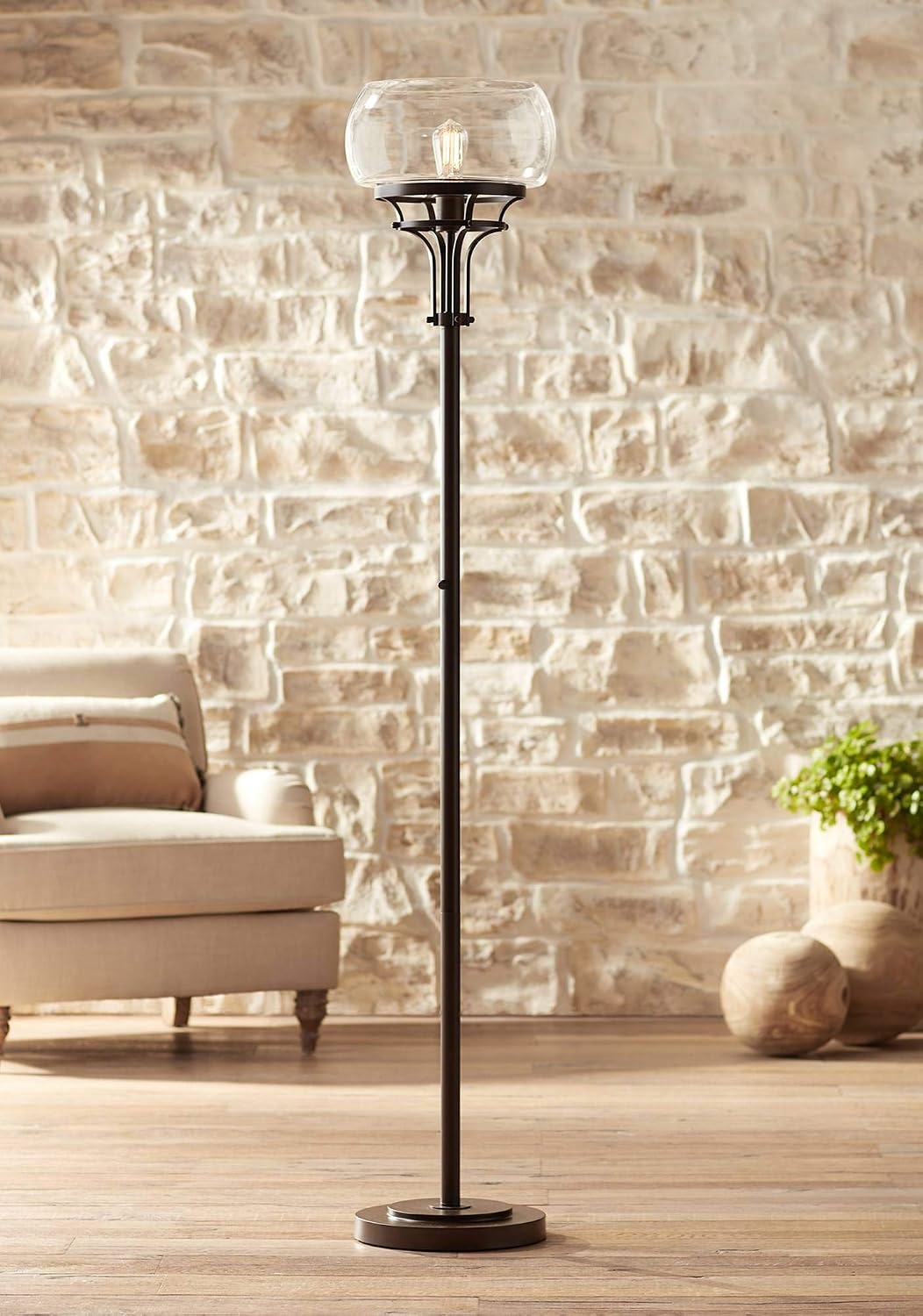Charleston 72 1/2" Tall Industrial Bronze Torchiere Floor Lamp