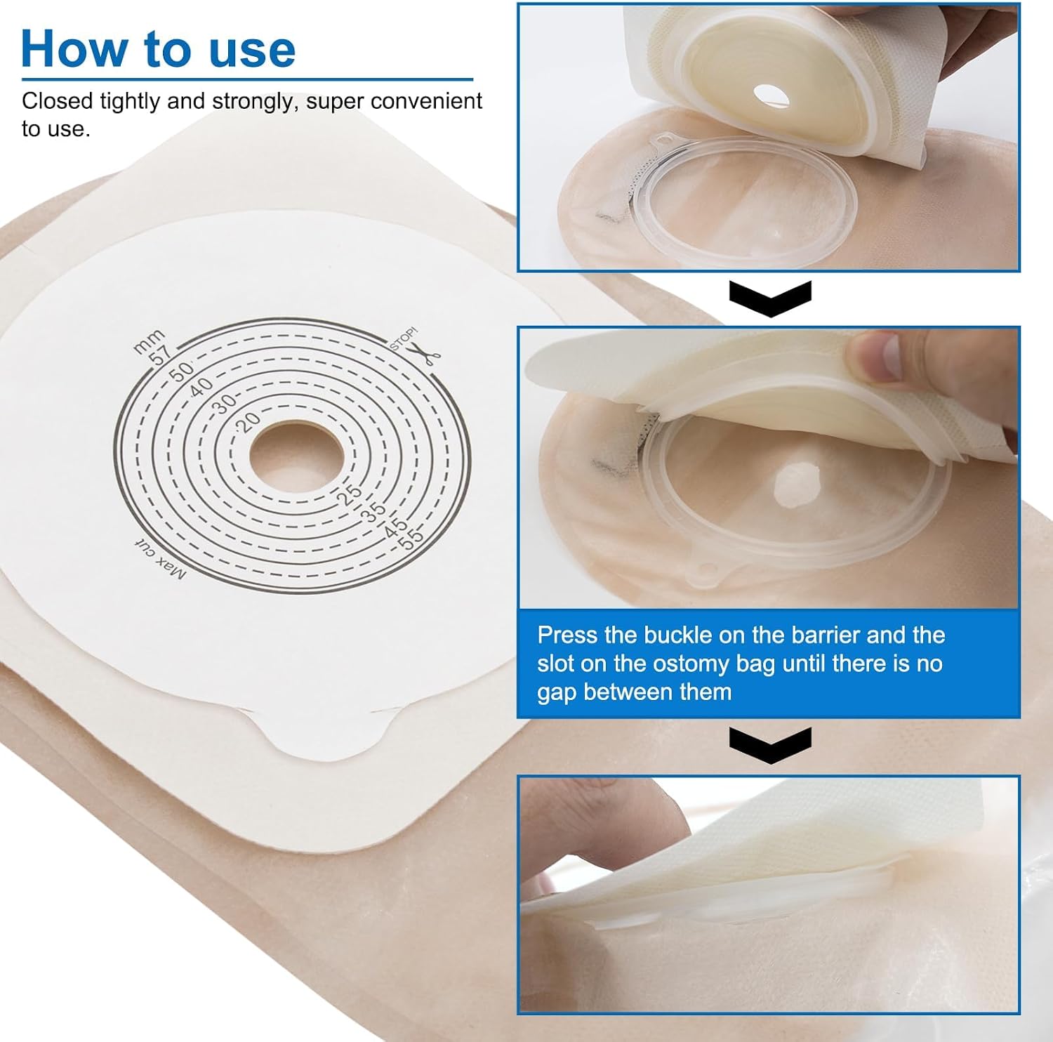 21 Pcs Colostomy Bags, Two-Piece Ostomy Pouches, 15-57mm Cut-to-Fit