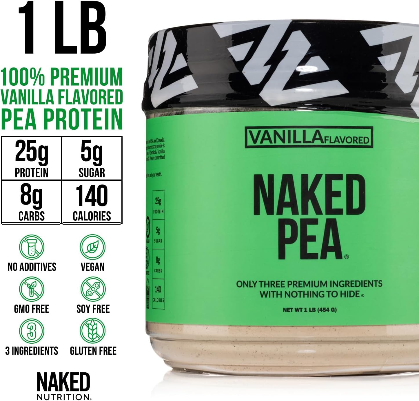NAKED Pea - 5LB 100% Pea Protein Powder from North American Farms - Unflavored Vegan Pea Protein Isolate - NSF Certified, Plant Protein Powder, Easy to Digest - 76 Servings