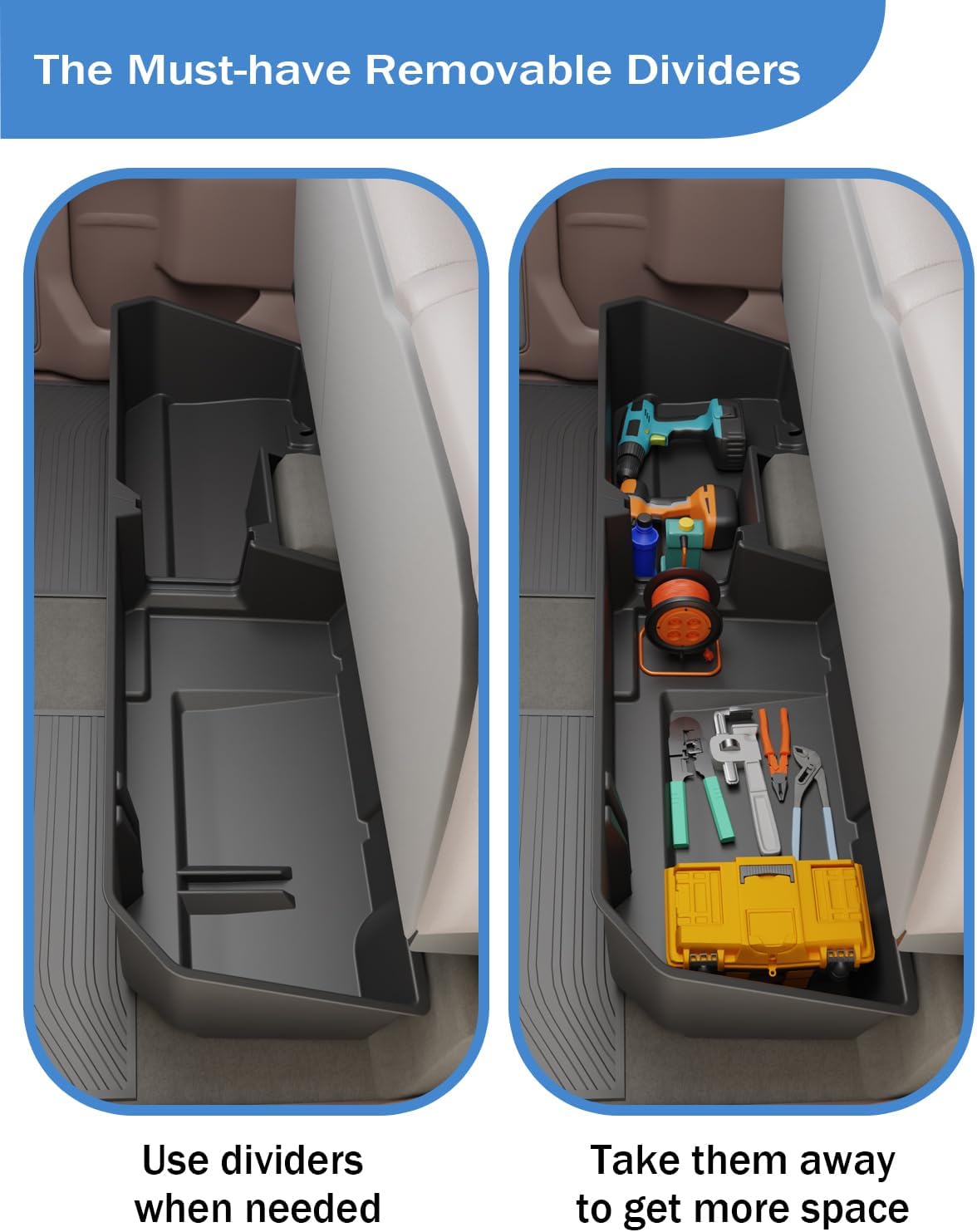 FengYu Under Seat Storage Box for 2015-2026 Ford F-150 F150 SuperCrew Cab | 2017-2026 F-250/F-350/F-450/F-550 Super Duty,F-150 Rear Underseat Storage Truck Organizer Tool Box