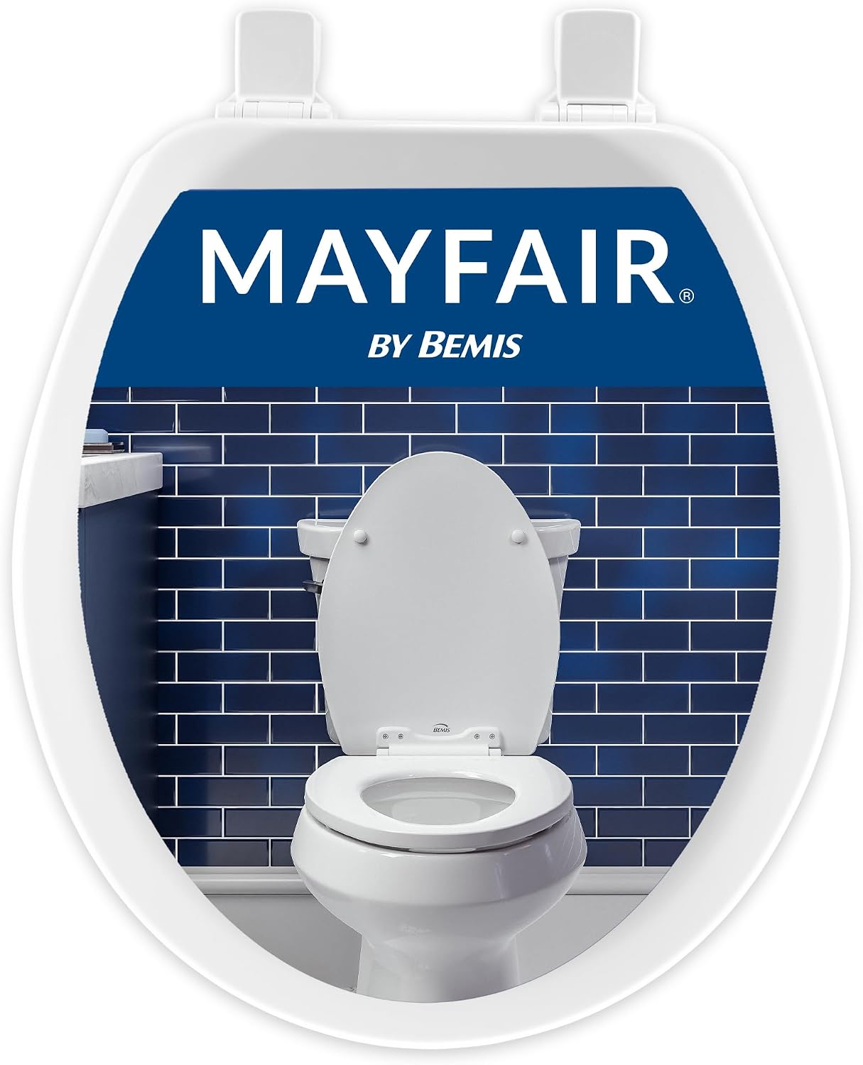 Mayfair Cameron Black Toilet Seat, Non Slip Heavy Duty Wood, Easy Clean, Made in USA, Round