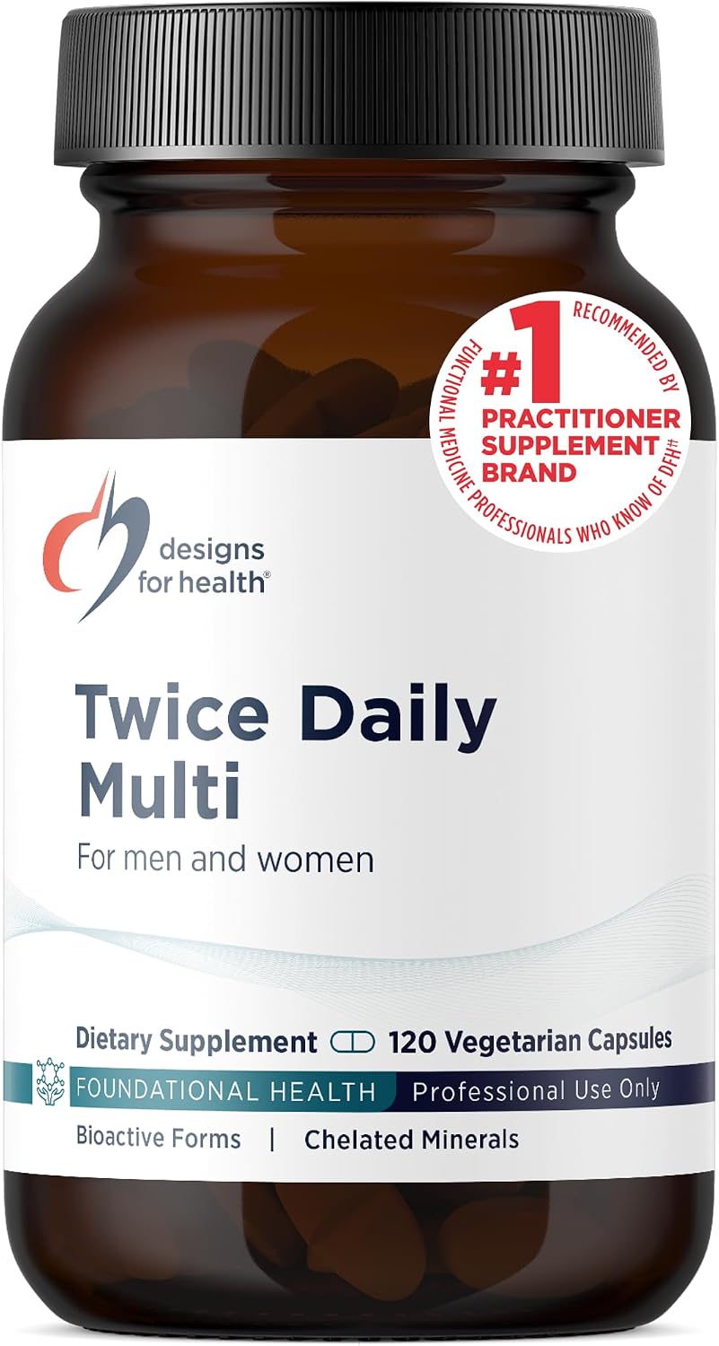 Designs for Health Methylated Multivitamin for Women & Men - Twice Daily Multimineral Supplement & Multivitamin Without Iron + Methylated B12 and Folate, Vitamin C, K, D, E + More (120 Capsules)