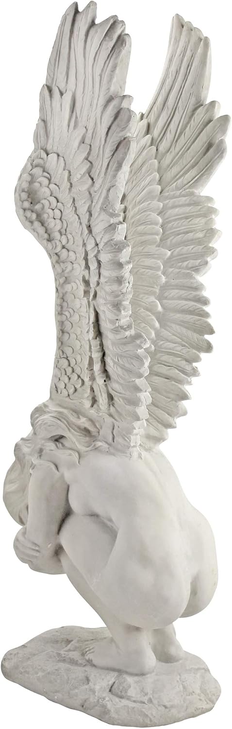 Design Toscano Remembrance and Redemption Angel Religious Indoor/Outdoor Garden Statue, From Base to Top of the Wings Nearly 3 feet tall! Tall, Cast Stone Resin, Antique Stone Finish