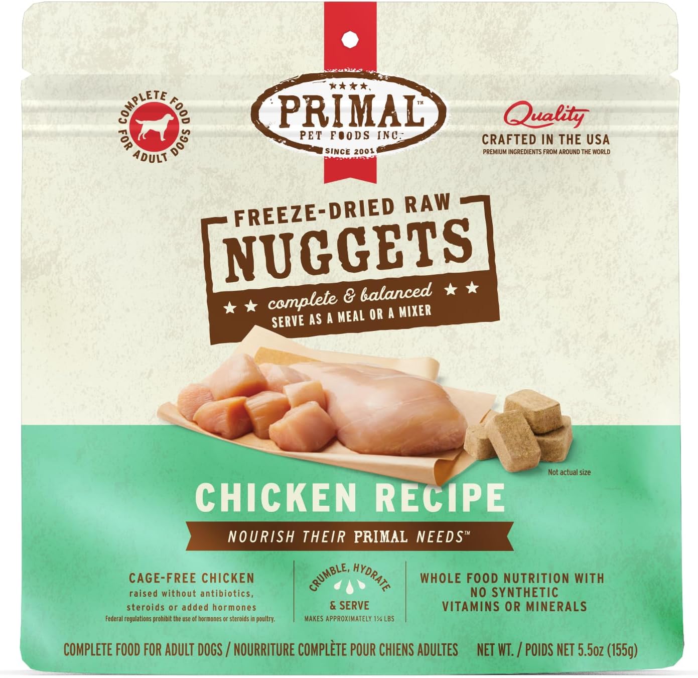 Primal Freeze Dried Raw Dog Food Nuggets, Beef, 14 oz | Complete & Balanced Nutrition, Meal, Topper or Treat, Grain-Free, High Protein, No Synthetic Vitamins & Minerals