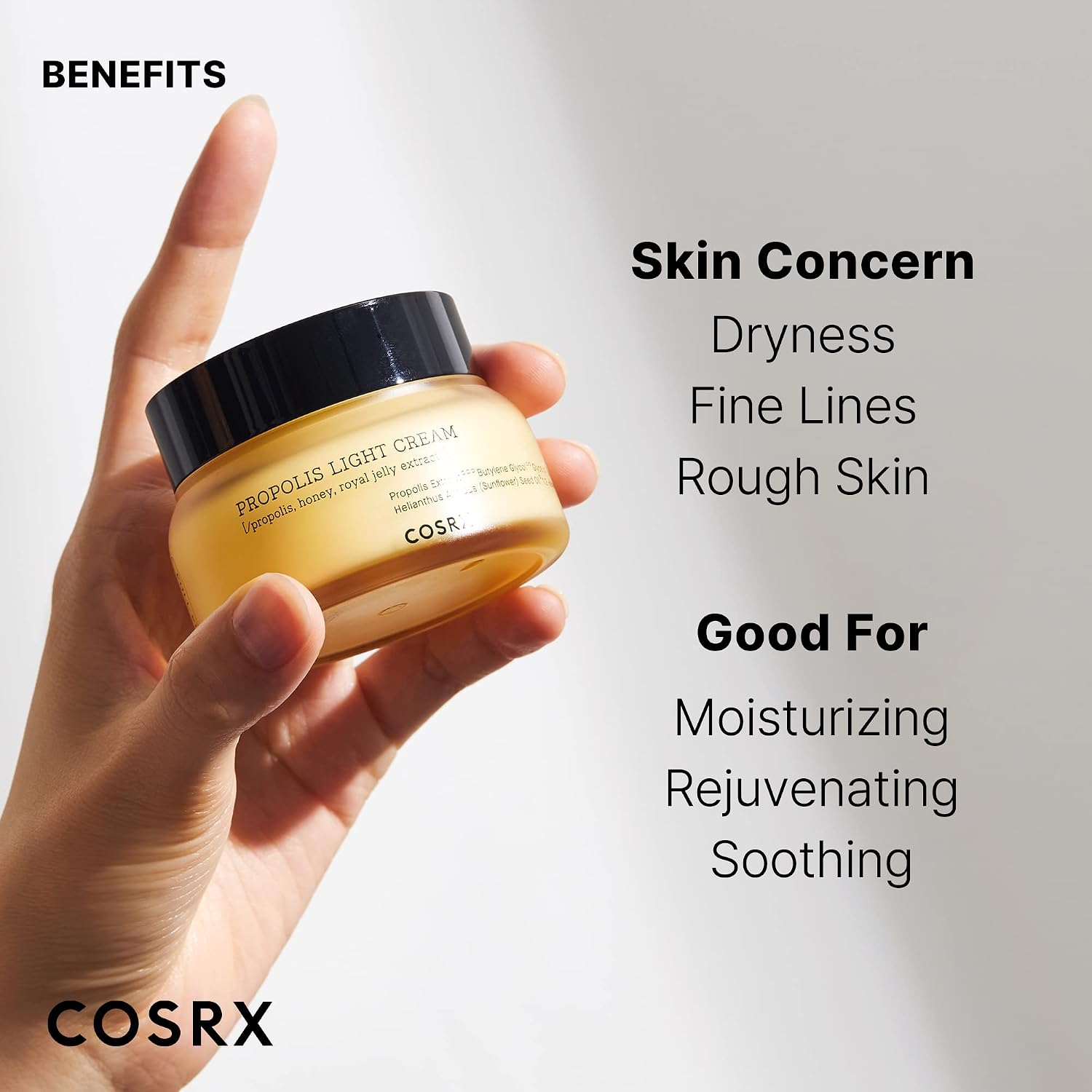 COSRX 64% Propolis Honey Lightweight Cream, Instant Golden Glow,2.19 fl.oz