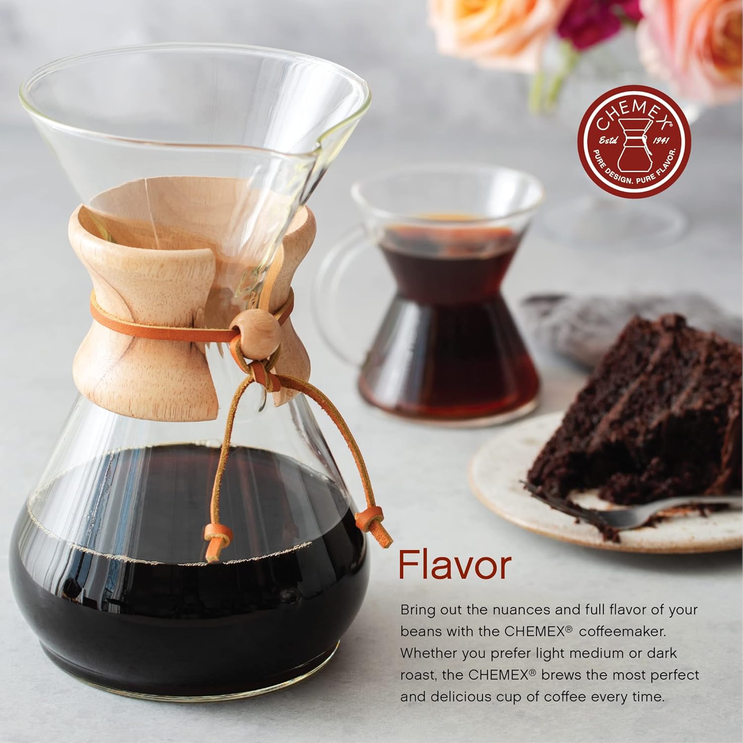 Chemex Pour-Over Glass Coffeemaker - Classic Series - 8-Cup - Exclusive Packaging | Manual Drip Coffee Brewer, Non-Porous Borosilicate Glass