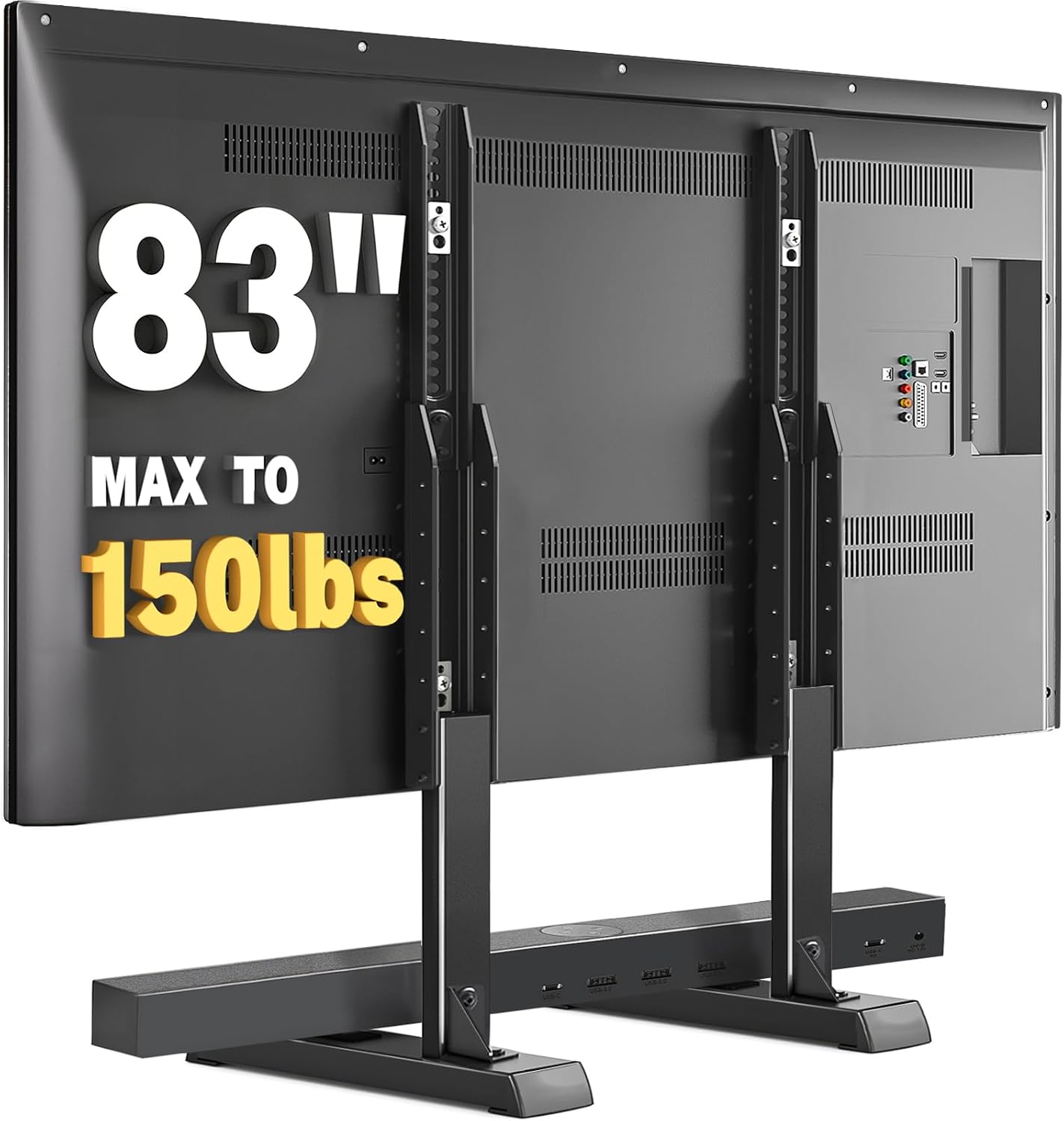 TAVR Universal Table Top TV Stand for 27-65 inch TVs Holds up to 88 lbs | Height Adjustable TV Legs, Strong TV Base, Max VESA 800x500mm, Black