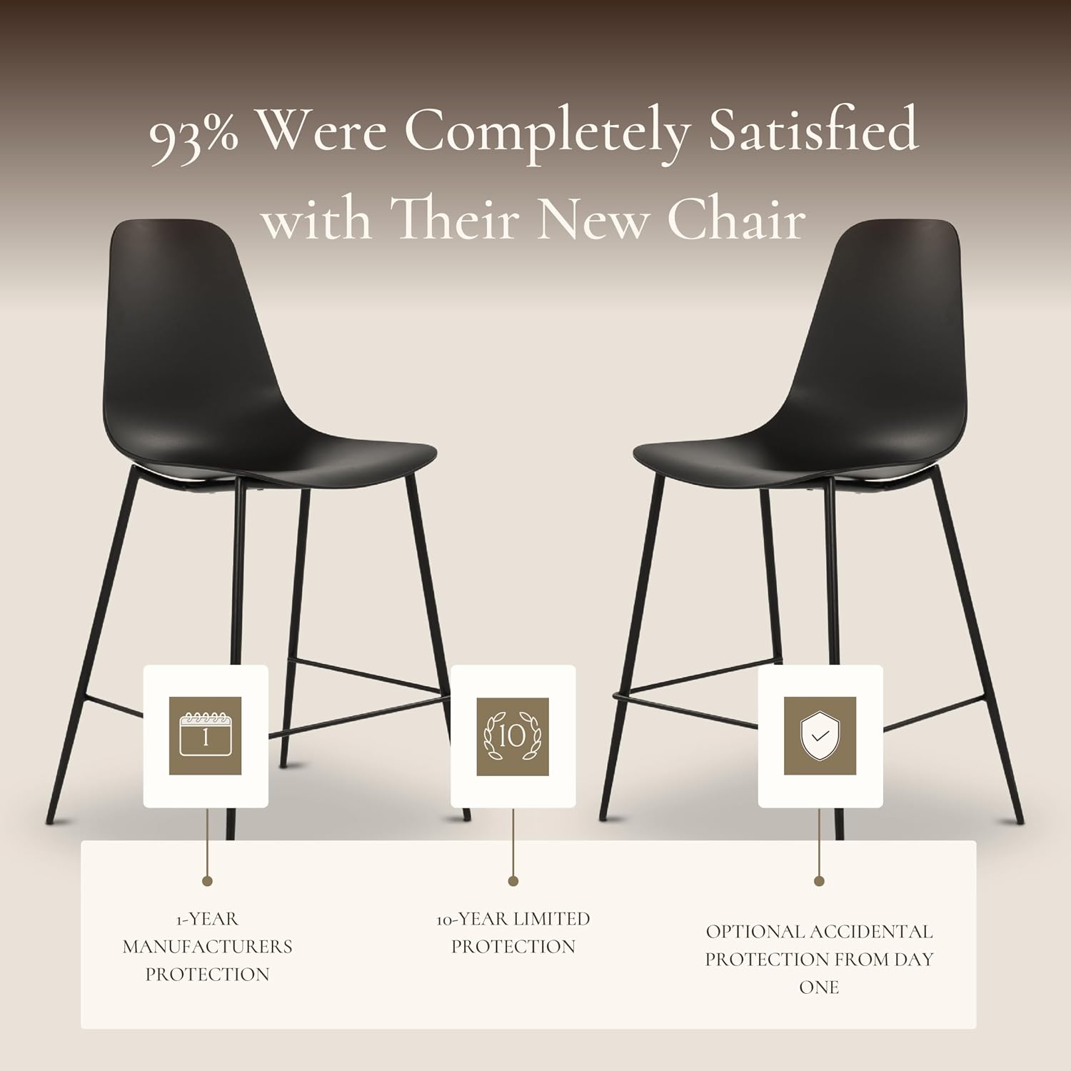 Poly & BARK Isla Modern Kitchen Chairs Set of 4 - Plastic Dining Chair with Metal Legs - Quick Assembly Simple Cafe Chairs Plastic for Indoor or