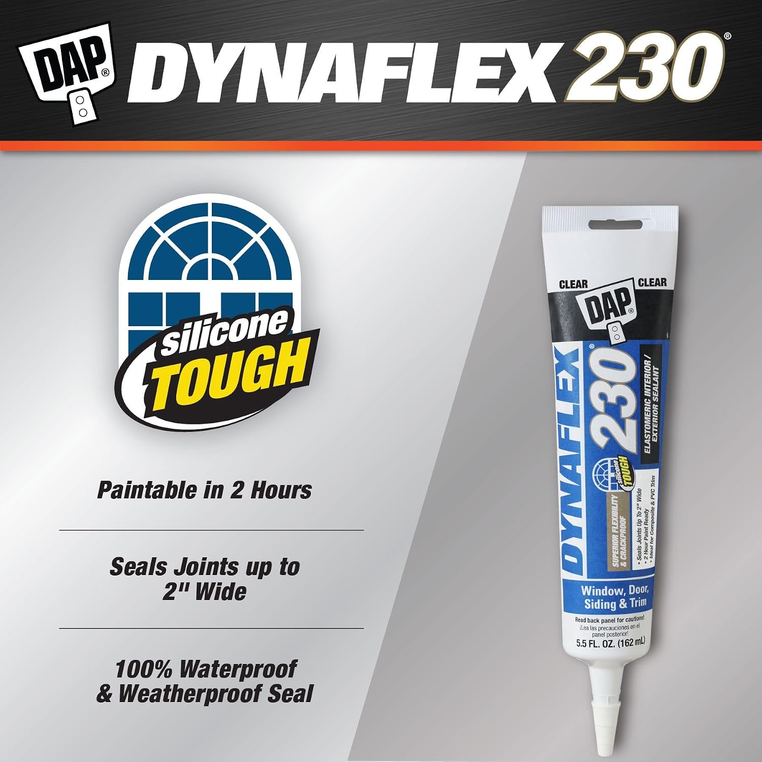 DAP Dynaflex 230 Premium Elastomeric Sealant, Clear, 5.5 Oz (7079818860)