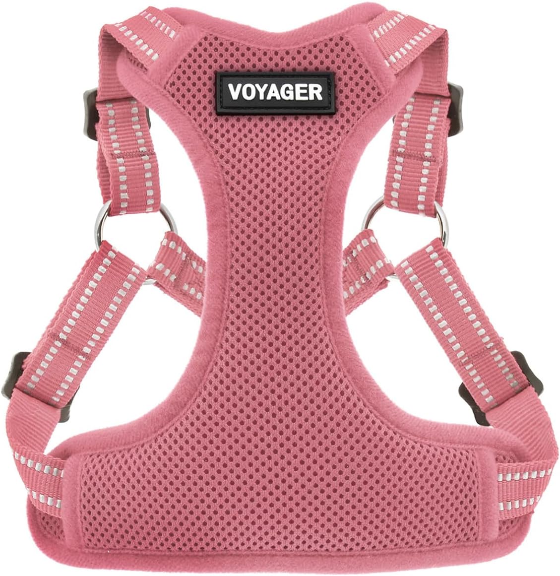 Voyager Step-in Flex Adjustable Dog Harness - Black, Medium | 17 - 21" in Chest, Fully Adjustable, Reflective Bands, All Weather Breathable Air Mesh, Lightweight, Fast Drying