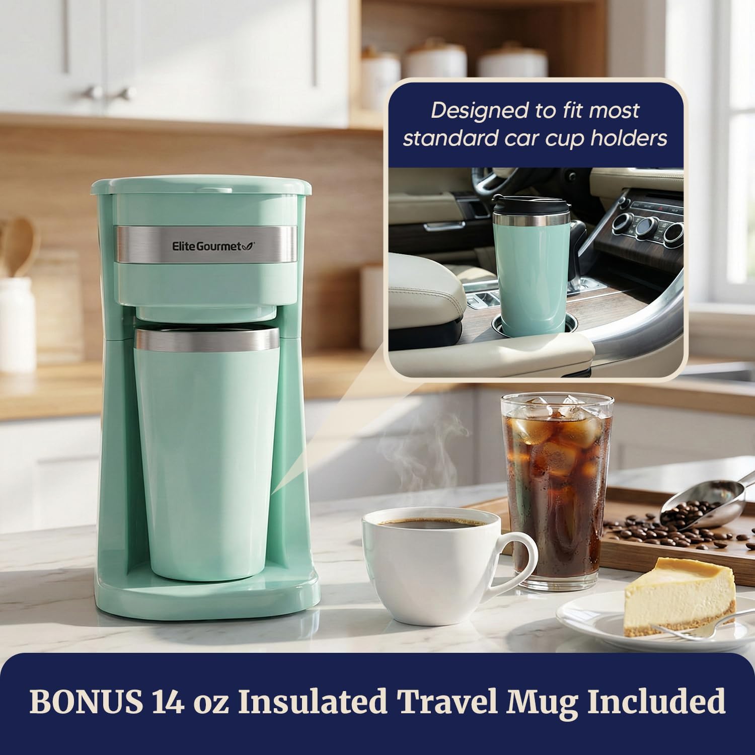 Elite Gourmet EHC111A Personal Single-Serve Compact Coffee Maker, Black