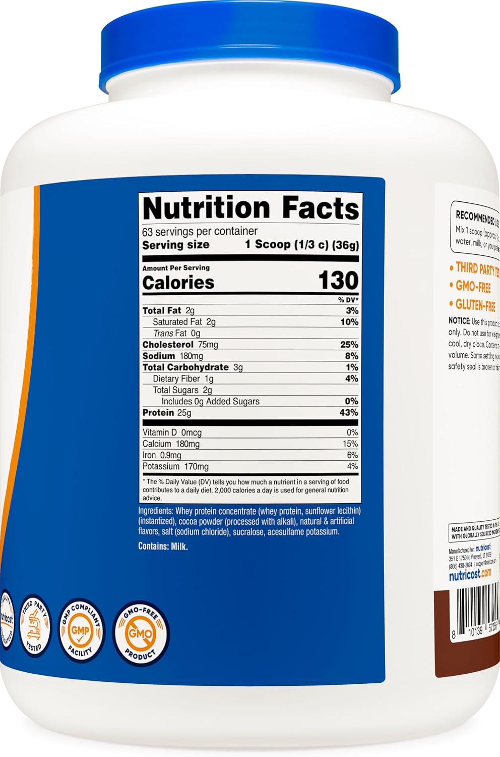 Nutricost Whey Protein Concentrate Powder (Unflavored) 2LBS, Gluten Free | GMO-Free