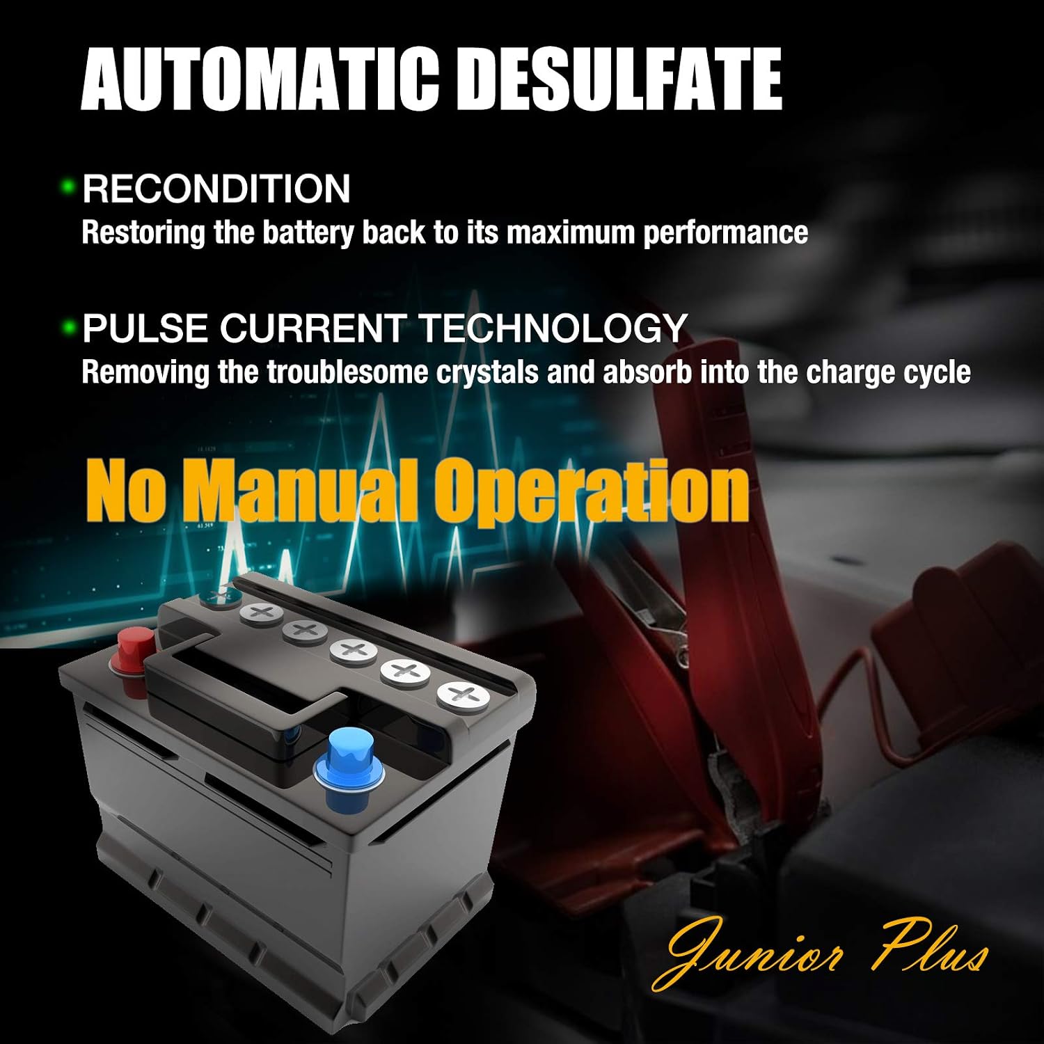 MOTOPOWER MP00205C 12V 800mA Automatic Battery Charger, Battery Maintainer, Trickle Charger, and Battery Desulfator