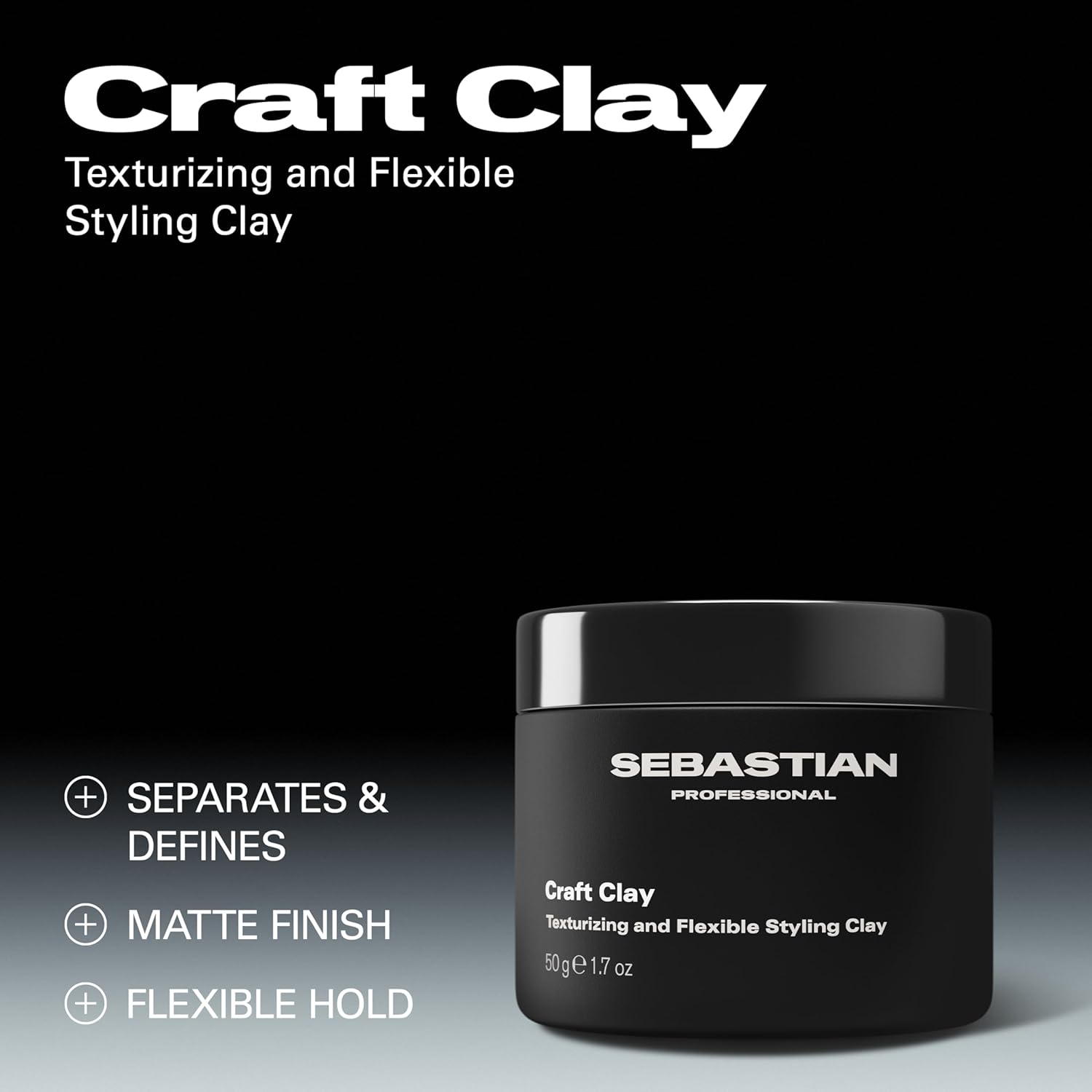 Sebastian Professional Styling Craft Clay | Remoldable Texturizing | Hair Styling Clay for Natural Hold | 1.7 oz