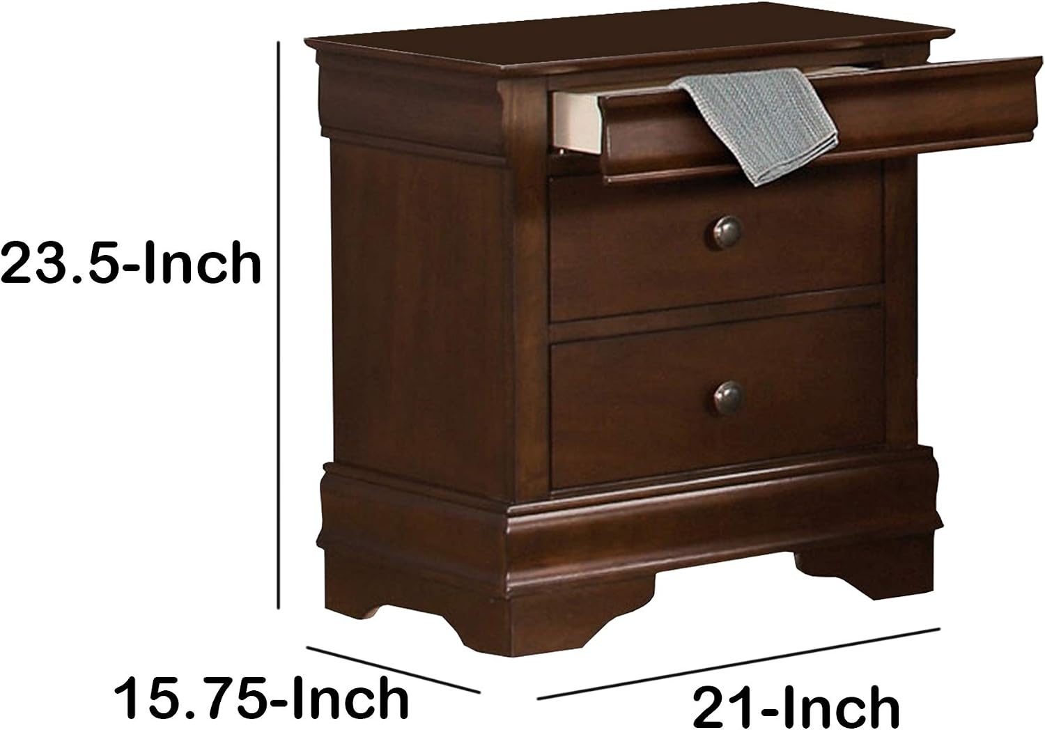 Benjara Benzara Wooden Nightstand with Hidden Drawer, Brown,