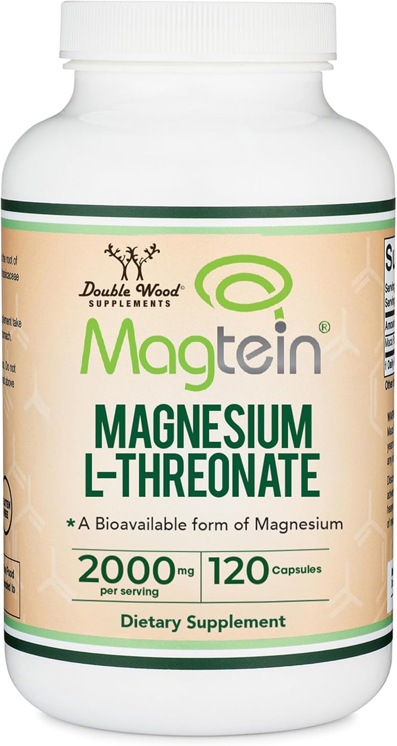 Magnesium L-Threonate 2,000mg Magtein, Natural Sleep Support, 120 Capsules | Cognitive Function, Neurological Health, Sleep + Memory Support, 90-Day Supply, MIT Patented Magtein Form, Third-Party Tested