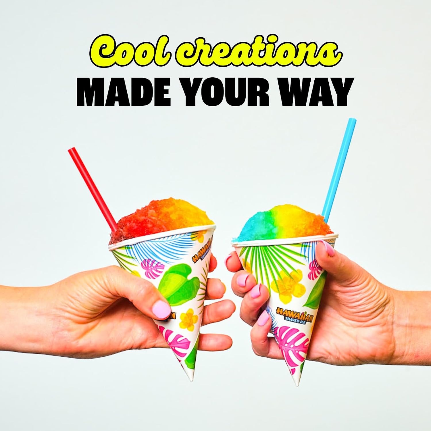 Hawaiian Shaved Ice S700 Kid-Friendly Snow Cone Machine Kit with 3-16oz. Syrup Flavors: Cherry, Grape, and Blue Raspberry, Plus 25 Snow Cone Cups