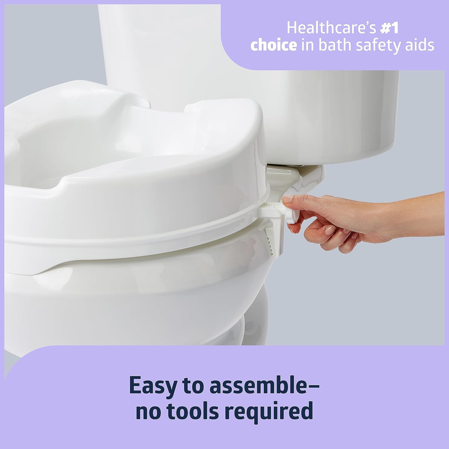 Medline Raised Toilet Seat with Secure Side Locks, 4" Elevation - 250 lbs. Capacity, for Seniors, Elderly