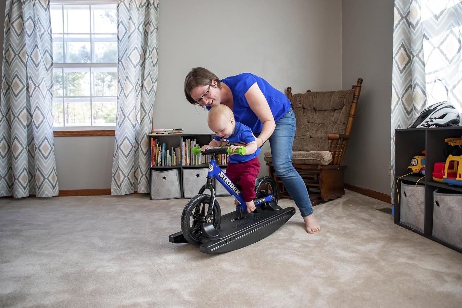 Strider Sport 2-in-1 Rocking Bike, Ages 6 Months–4 Years | For 12 Model, Converts Baby Rocking Toy to Toddler Balance Bike, Tool-Free Adjustments, Wide and Stable Base, Durable Plastic