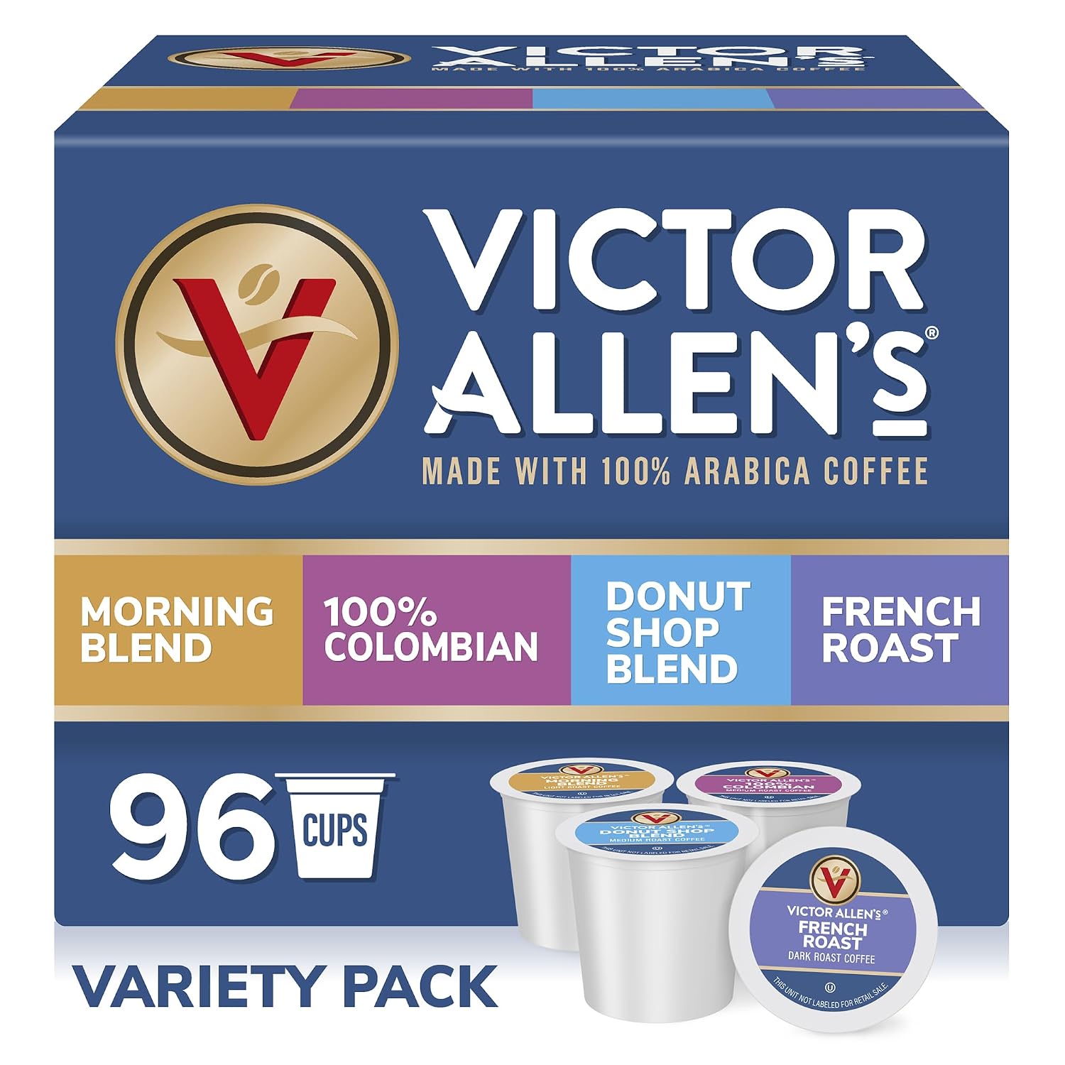 Victor Allen's Coffee Donut Shop Blend, Medium Roast, 80 Count, Single Serve Coffee Pods for Keurig K-Cup Brewers | 100% Arabica beans, Compatible with all K-Cup brewers, Kosher-OU (Pareve), 90-150mg caffeine per serving