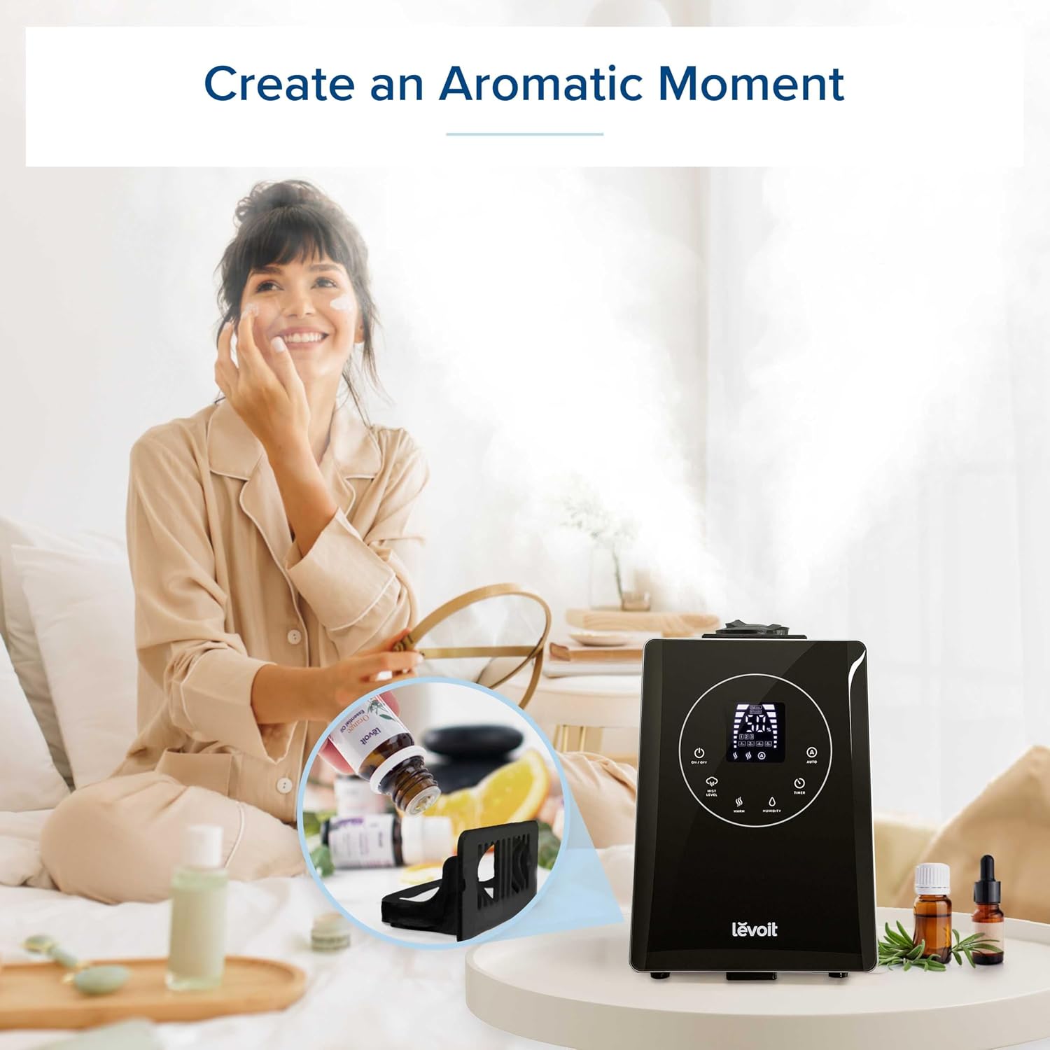 Levoit Humidifiers for Bedroom Large Room, 6L, 60H Runtime, 26dB, Smart App