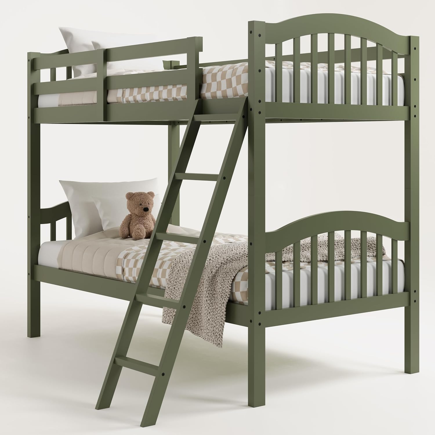 Storkcraft Long Horn Twin-Over-Twin Bunk Bed, White | GREENGUARD Gold Certified, Converts to 2 Individual Twin Beds, Wood Bunk Bed for Kids Bedroom, No Box Spring Required
