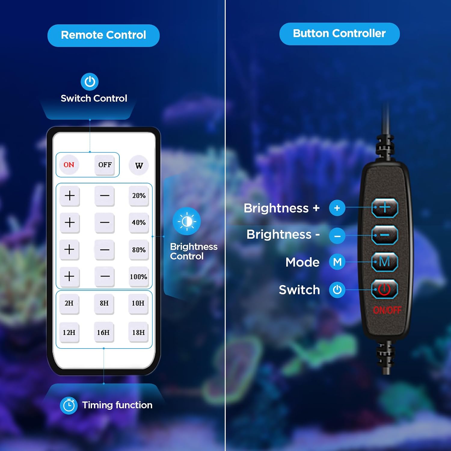 Lominie LED Aquarium Light, Planted Tank Light 4 Channels Remote Control 6500K Aquarium LED Lamp for Freshwater Fish Tank Refugium with Gooseneck (A20 Freshwater)