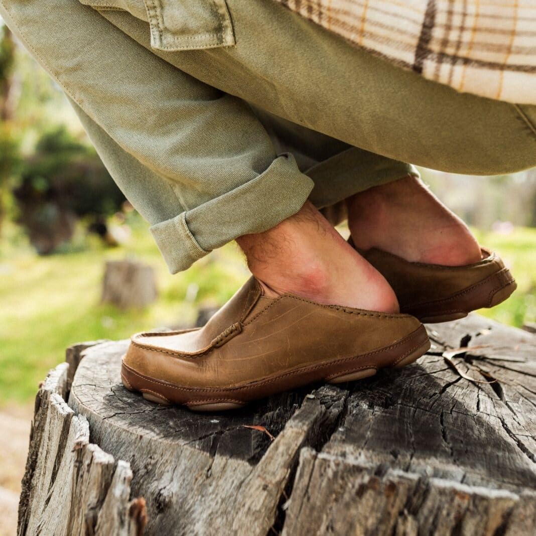 OluKai Moloa Men's Premium Leather Shoes, Easy Slip On & Off Design | Casual & Versatile Loafer, Drop-in Heel & Enhanced Traction