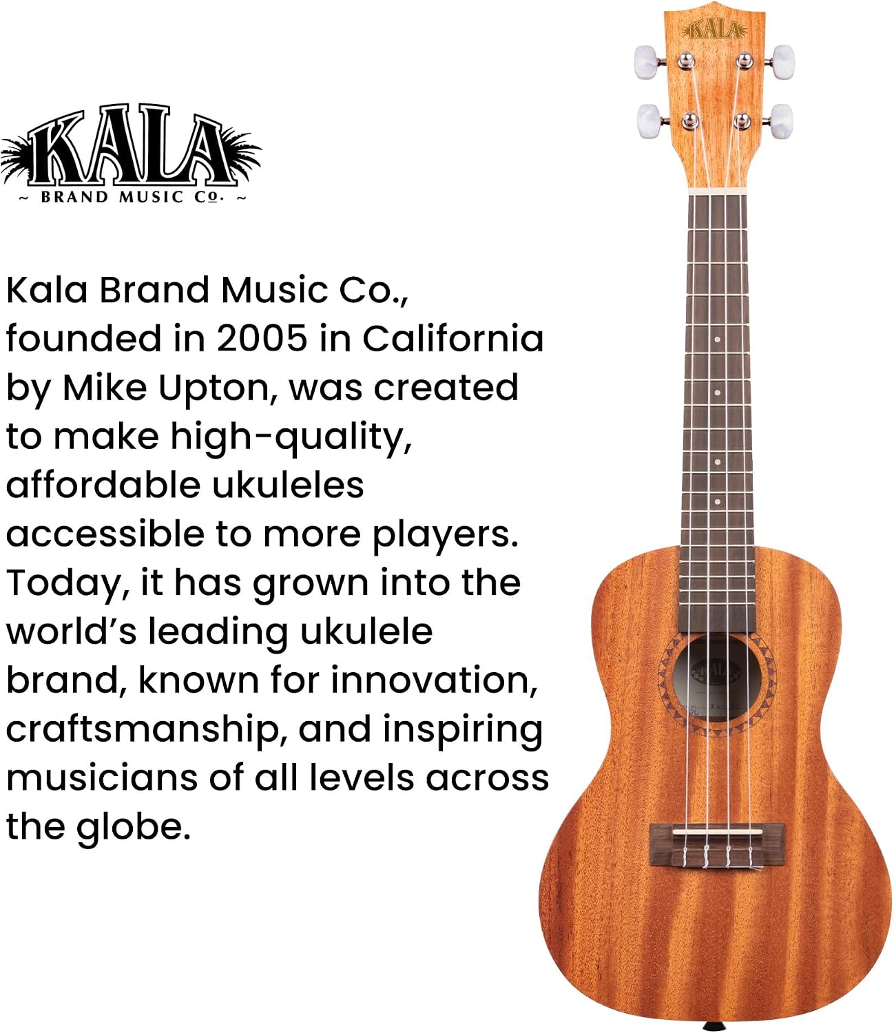 Kala KA-15C Satin Mahogany Concert Ukulele Bundle with Gig Bag, Tuner, Strap, Strings, Austin Bazaar Instructional DVD, and Polishing Cloth