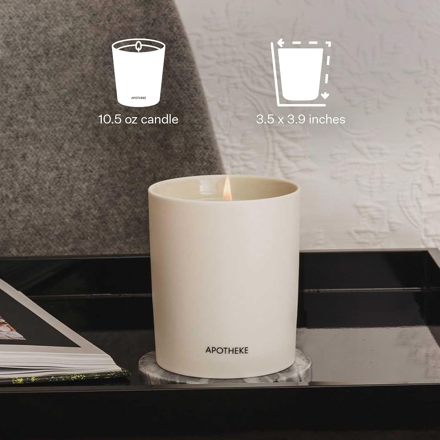 Apotheke Signature Scented Candles for Home, Canvas - 10.5 Oz | Long-Lasting Non-Toxic Soy Wax Jar Candle with Essential Oils, Large - Luxury Gift for Women & Men