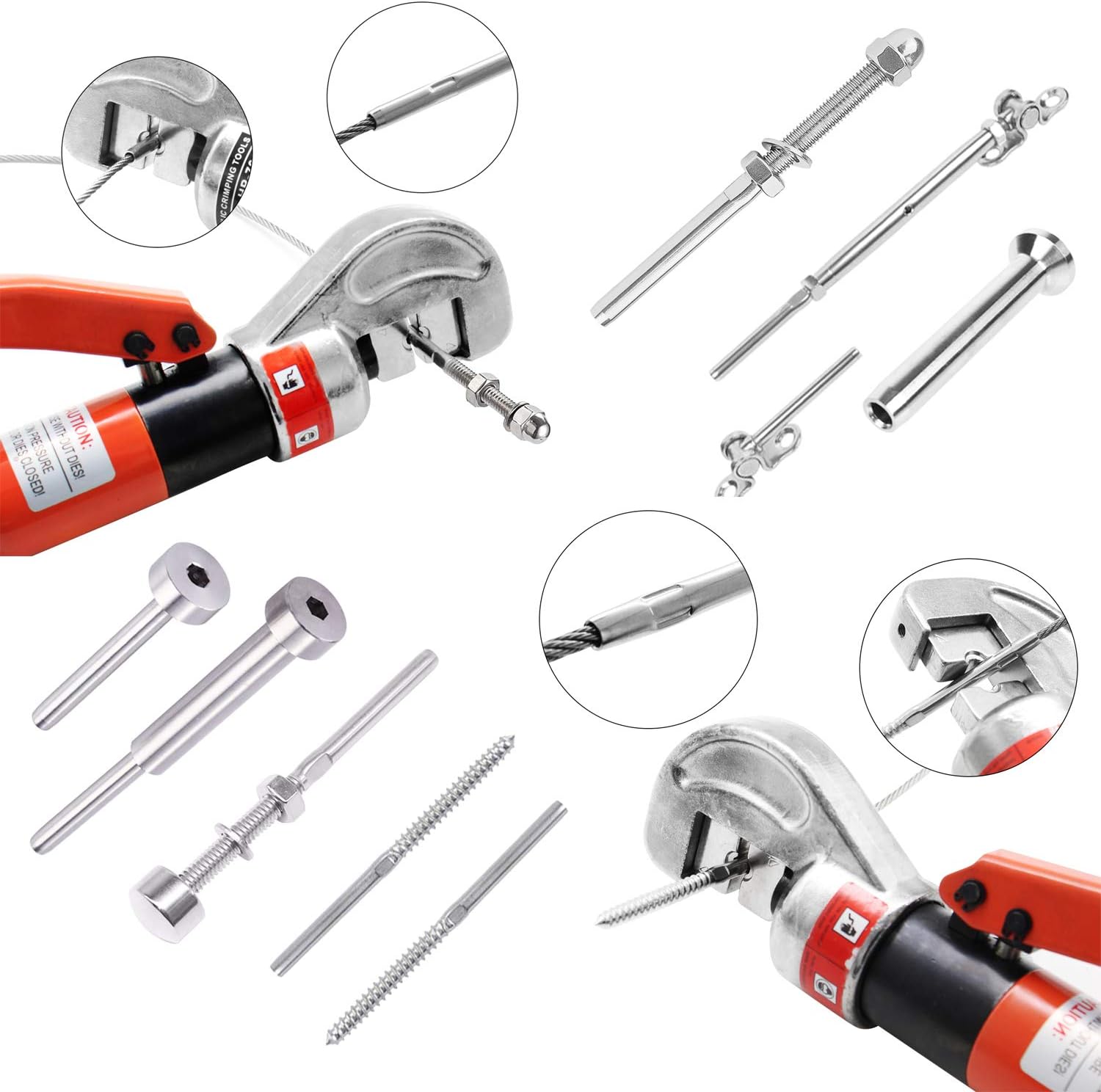 CKE Upgraded Hydraulic Cable Crimper Hand Tool for 1/8