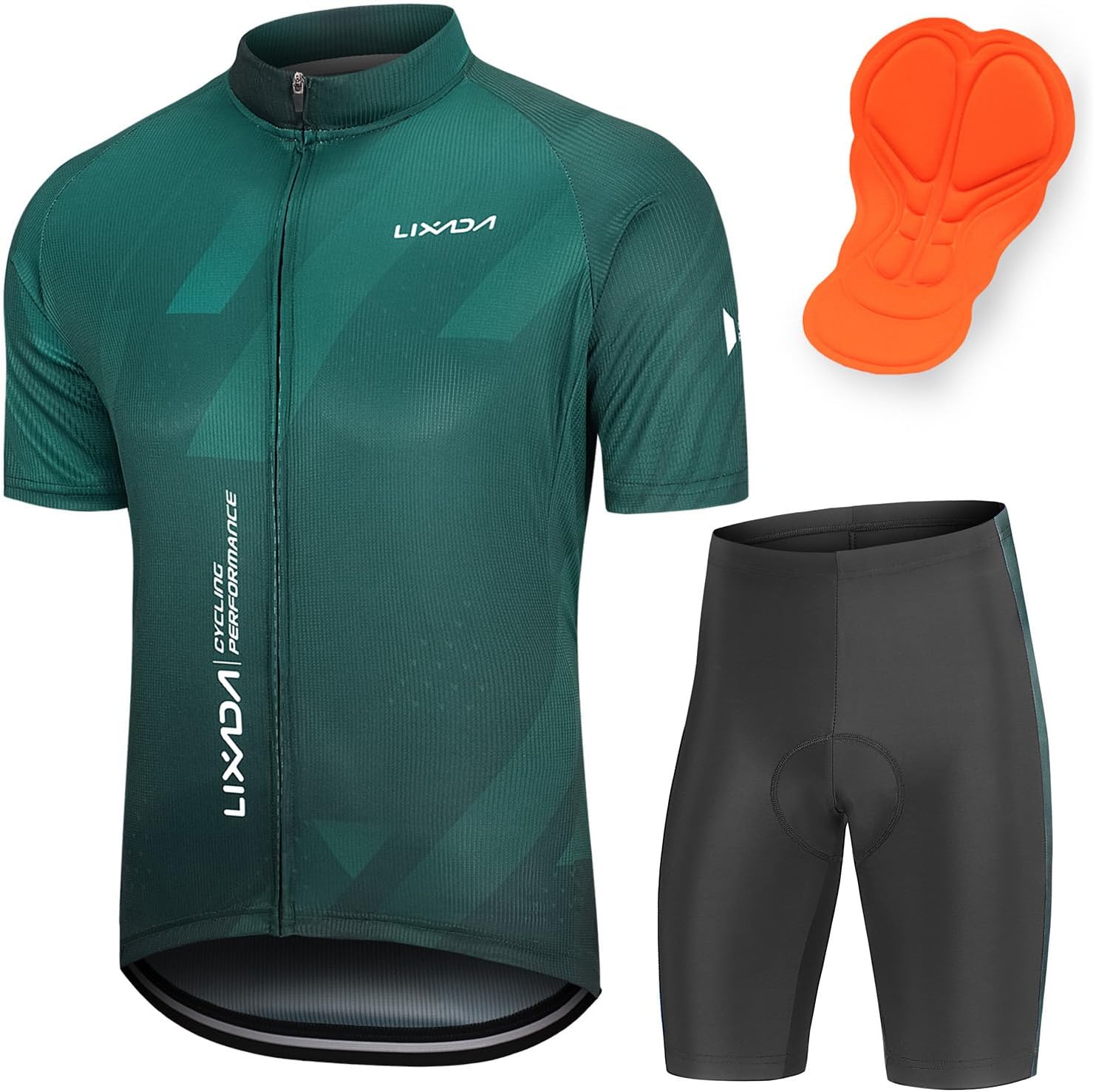 Lixada Men's Cycling Jersey Short Sleeve with Padded Shorts Quick-Dry Summer Short Bike Clothing Bicycle Shirts Pants Set